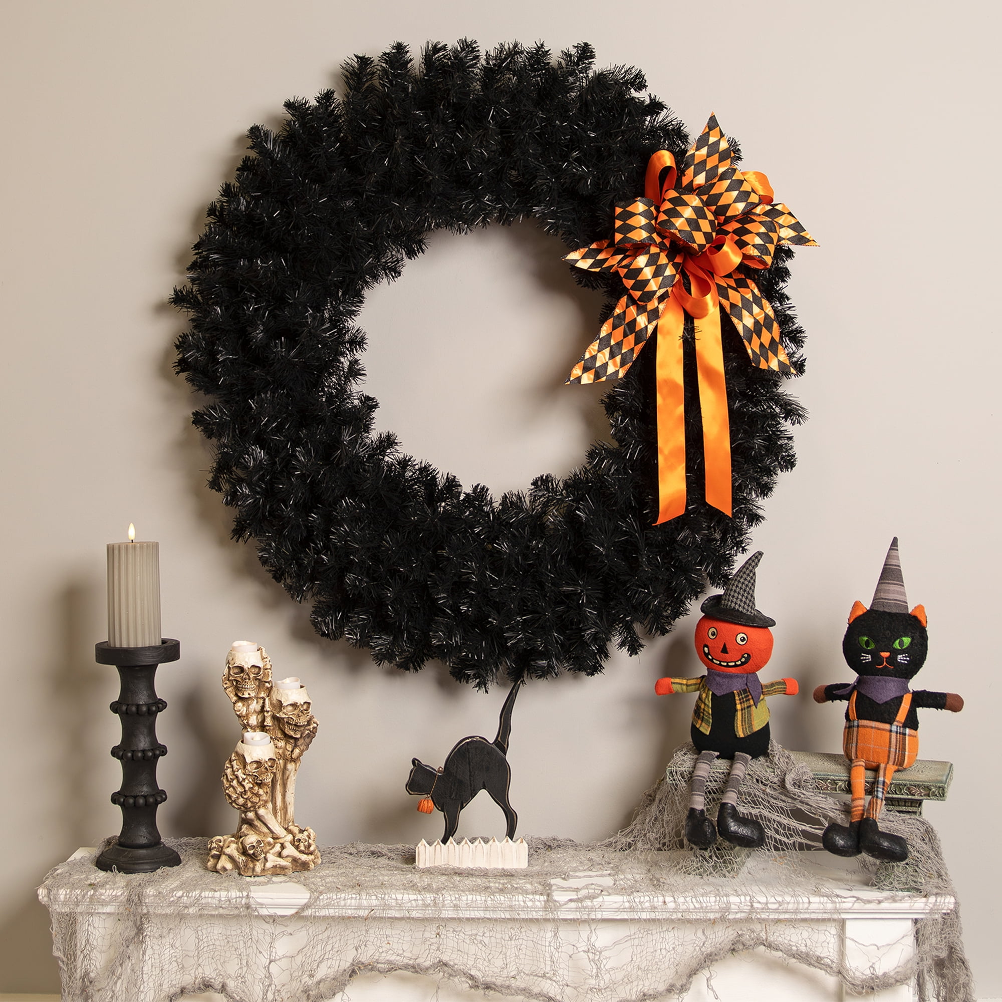 Northlight Colorado Spruce Artificial Halloween Wreath - 36" - Black - Unlit