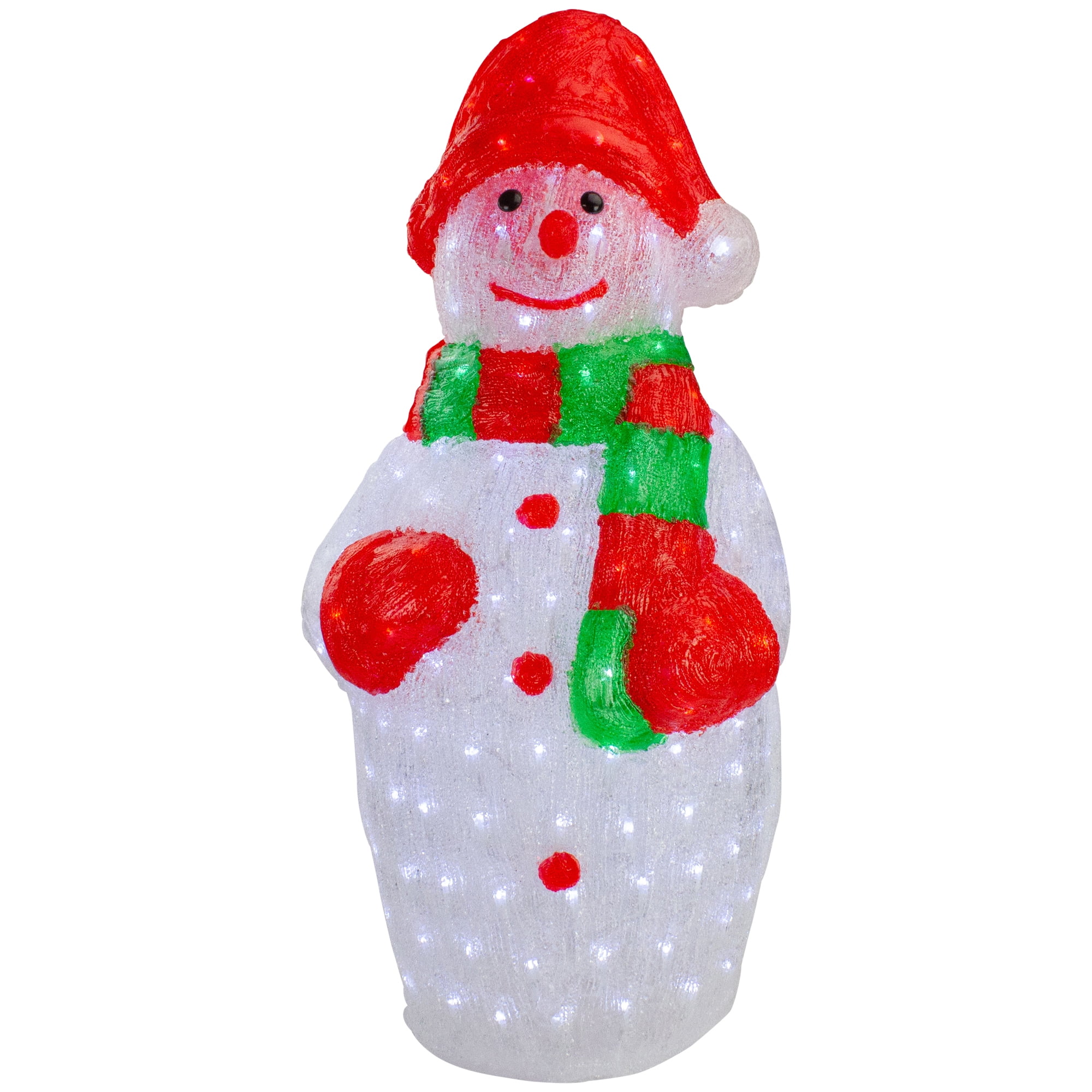 Northlight Lighted Commercial Grade Acrylic Outdoor Christmas Snowman - 34" - Pure White