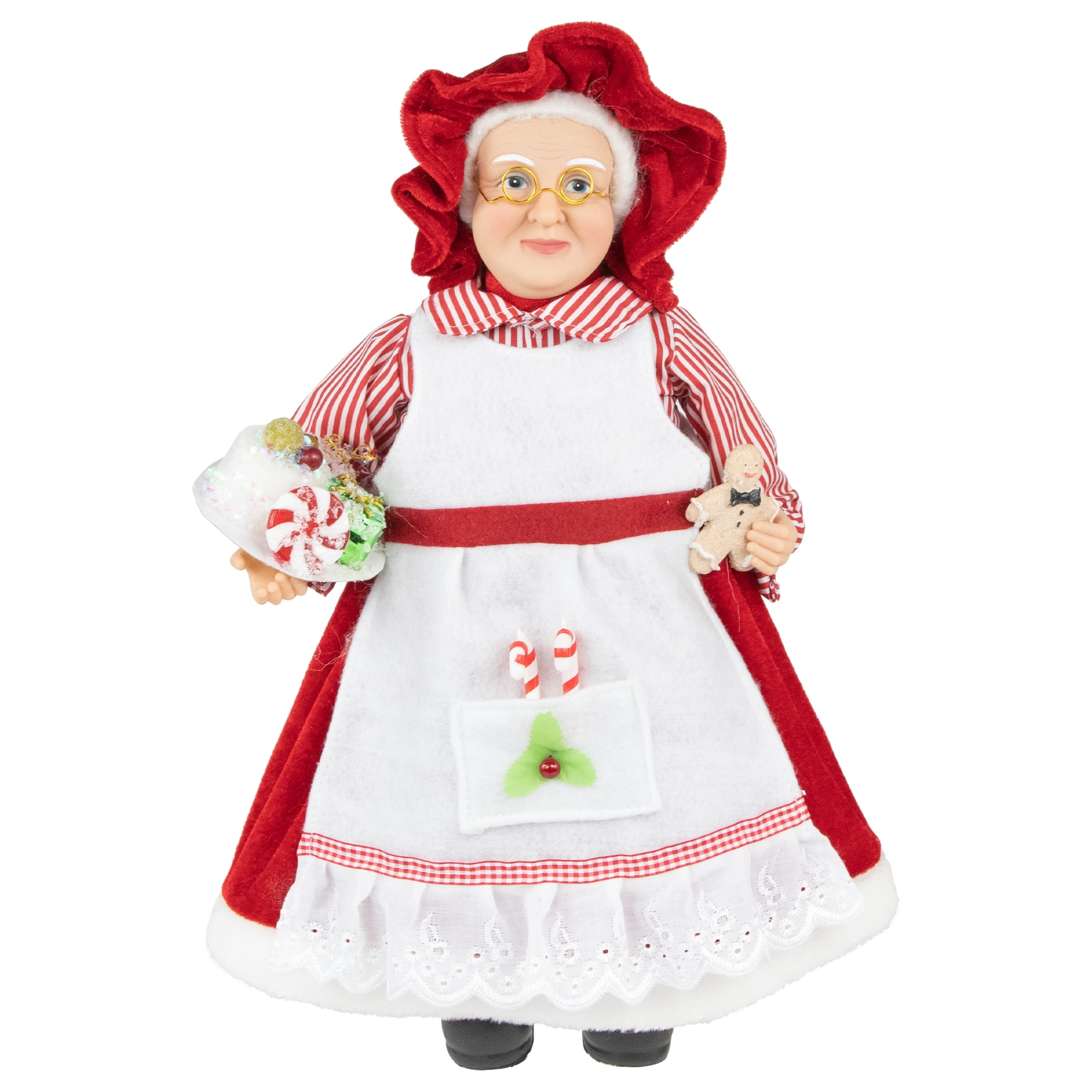Northlight 16" Chef Mrs Claus with Cake and Gingerbread Man Christmas Figure