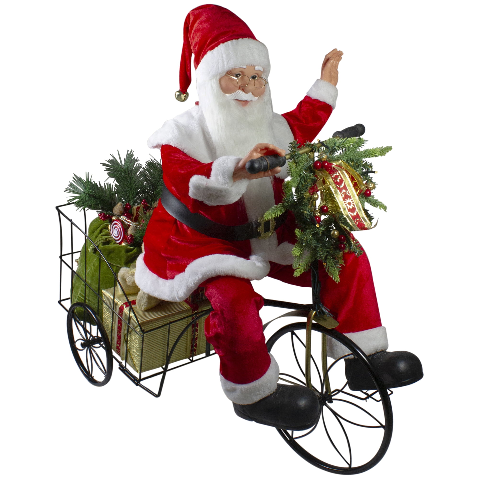 Northlight 32" Pre-Lit LED Animated and Musical Santa Claus Riding a Tricycle Christmas Figurine