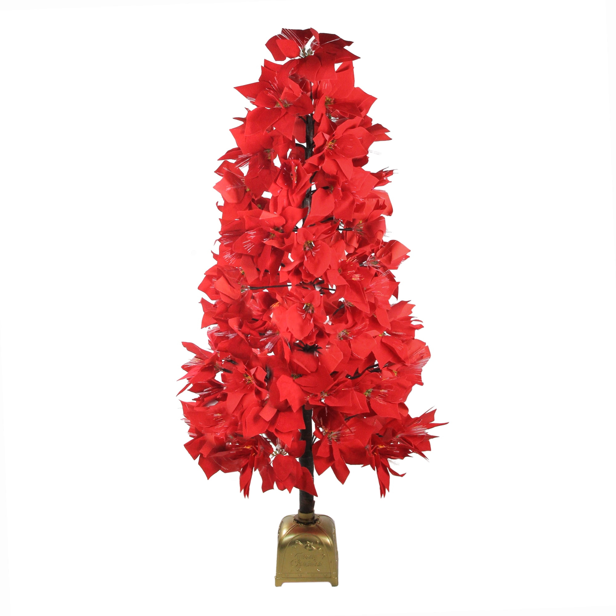 Northlight 4' Prelit Artificial Christmas Tree Fiber Optic Color Changing Red Poinsettia