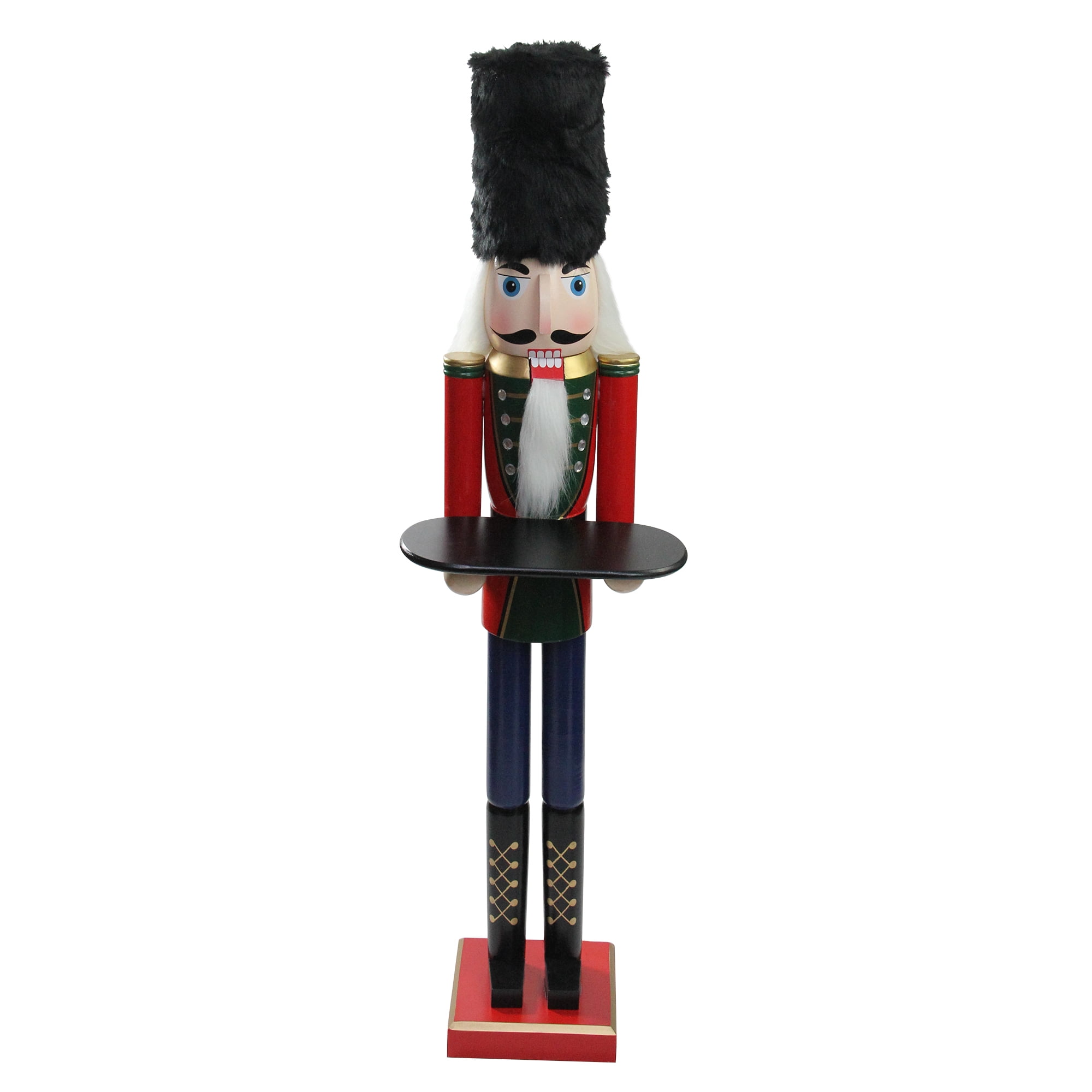 Northlight 48.25" Red and Black Christmas Butler Nutcracker with Tray