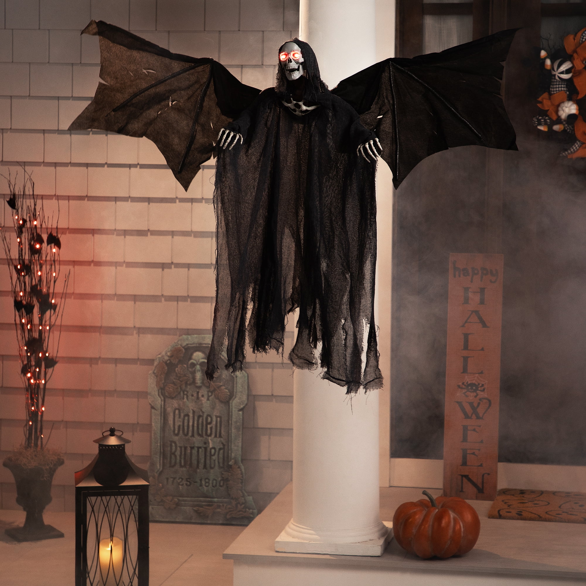 Northlight LED Lighted Animated Winged Grim Reaper Halloween Decoration - 50"