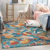 Nourison Allur Floral Turquoise Multicolor 5'3" x 7'3" Area Rug, (5x7)