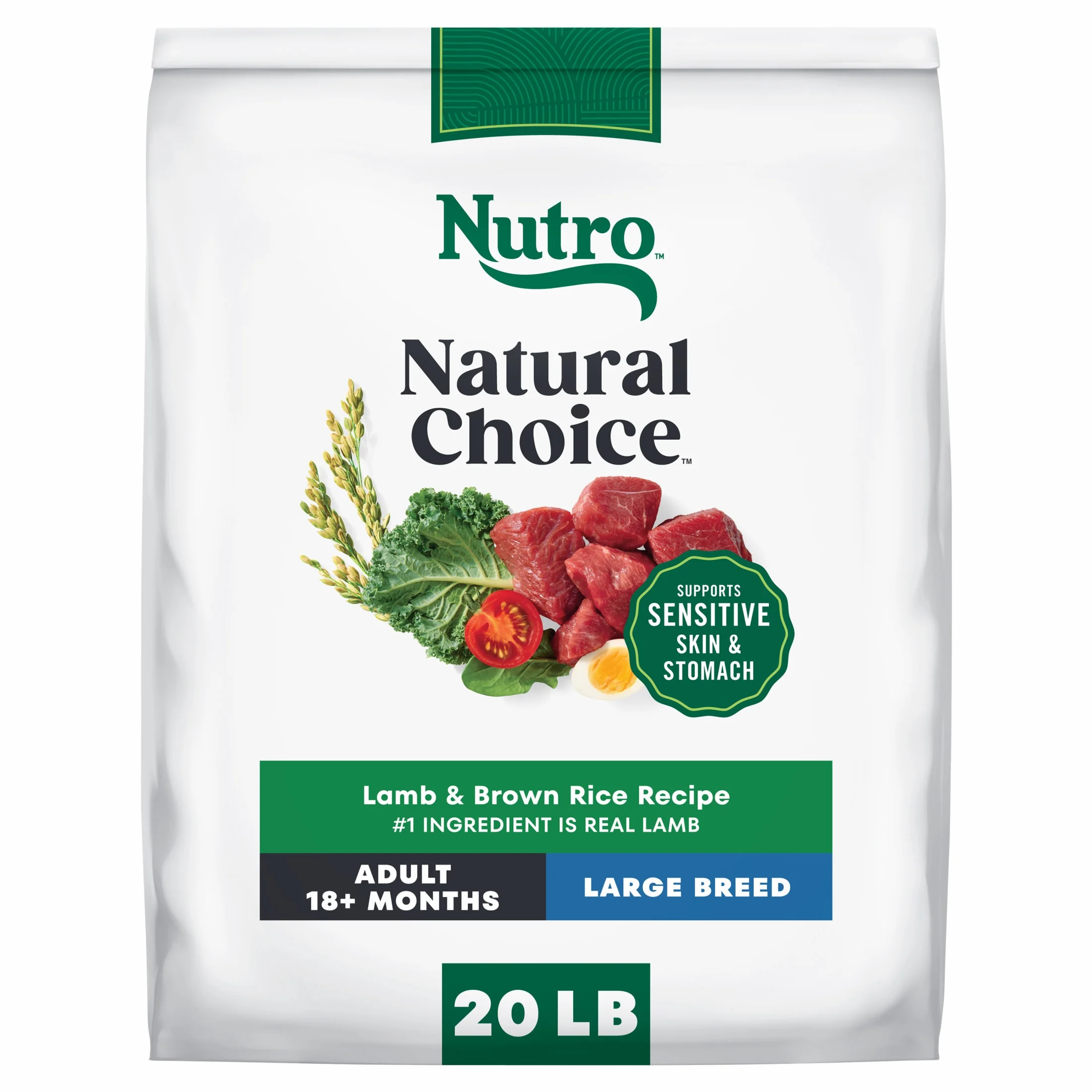 Nutro Natural Choice Adult Large Breed Dog Food Dry Recipe Lamb & Brown Rice, 20 Lb Bag