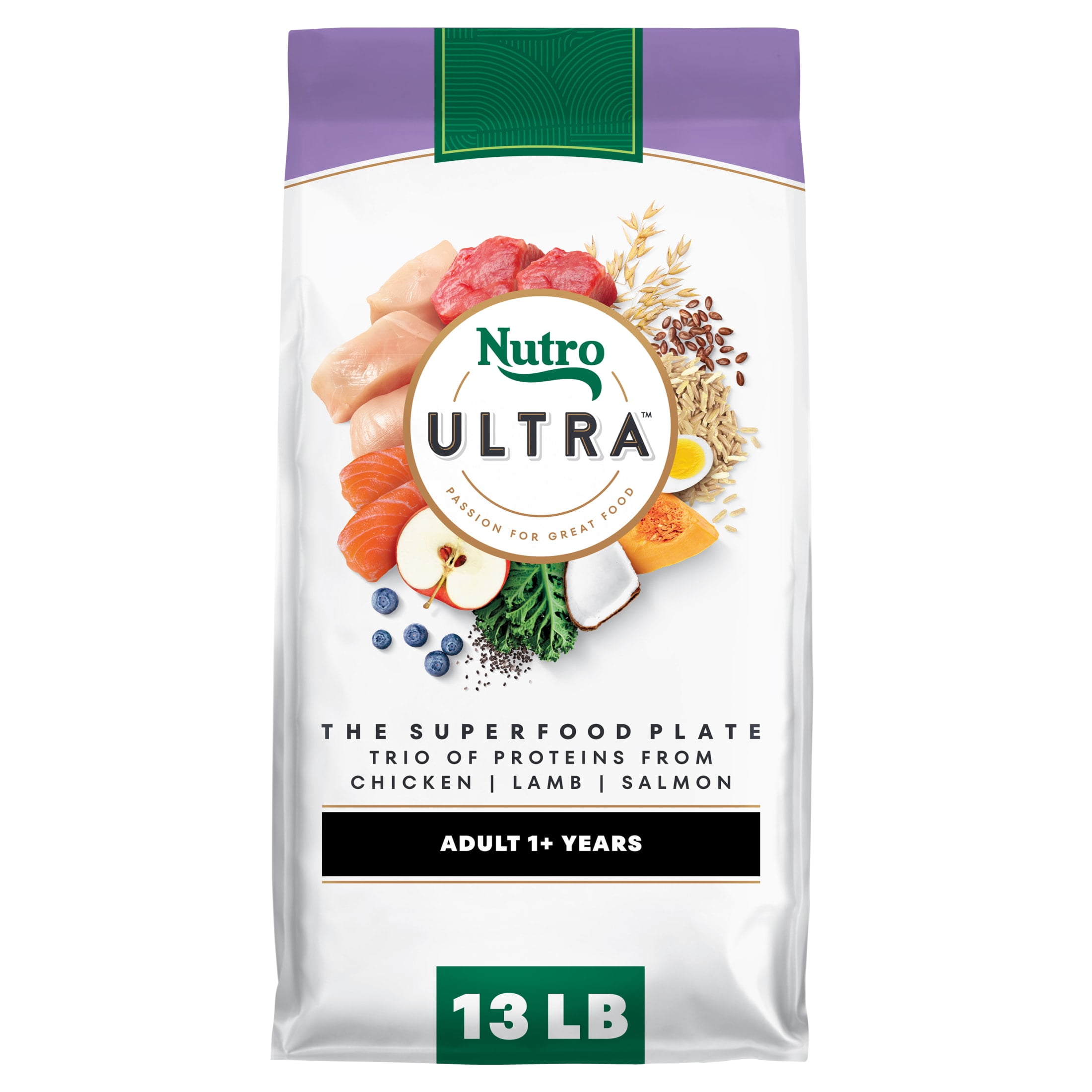 Nutro Ultra Adult Dry Dog Food with a Trio of Proteins from Chicken, Lamb and Salmon, 13 lb Bag