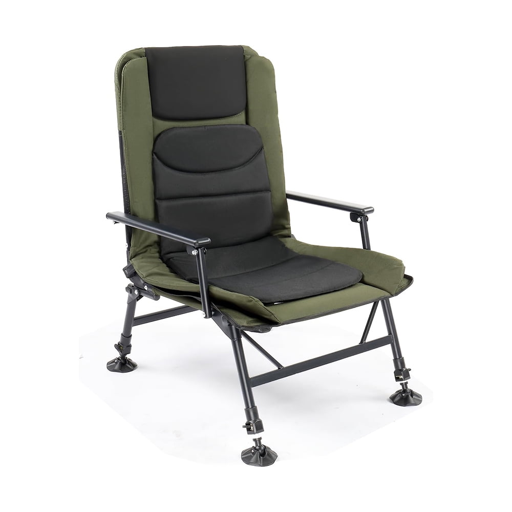 Oversized Fishing Chair Heavy Duty Support 440 LBS, 160° Freely Adjustable Reclining Folding Chairs, Lounge Travel Outdoor Seat with High Back for Fishing Camping or Leisure