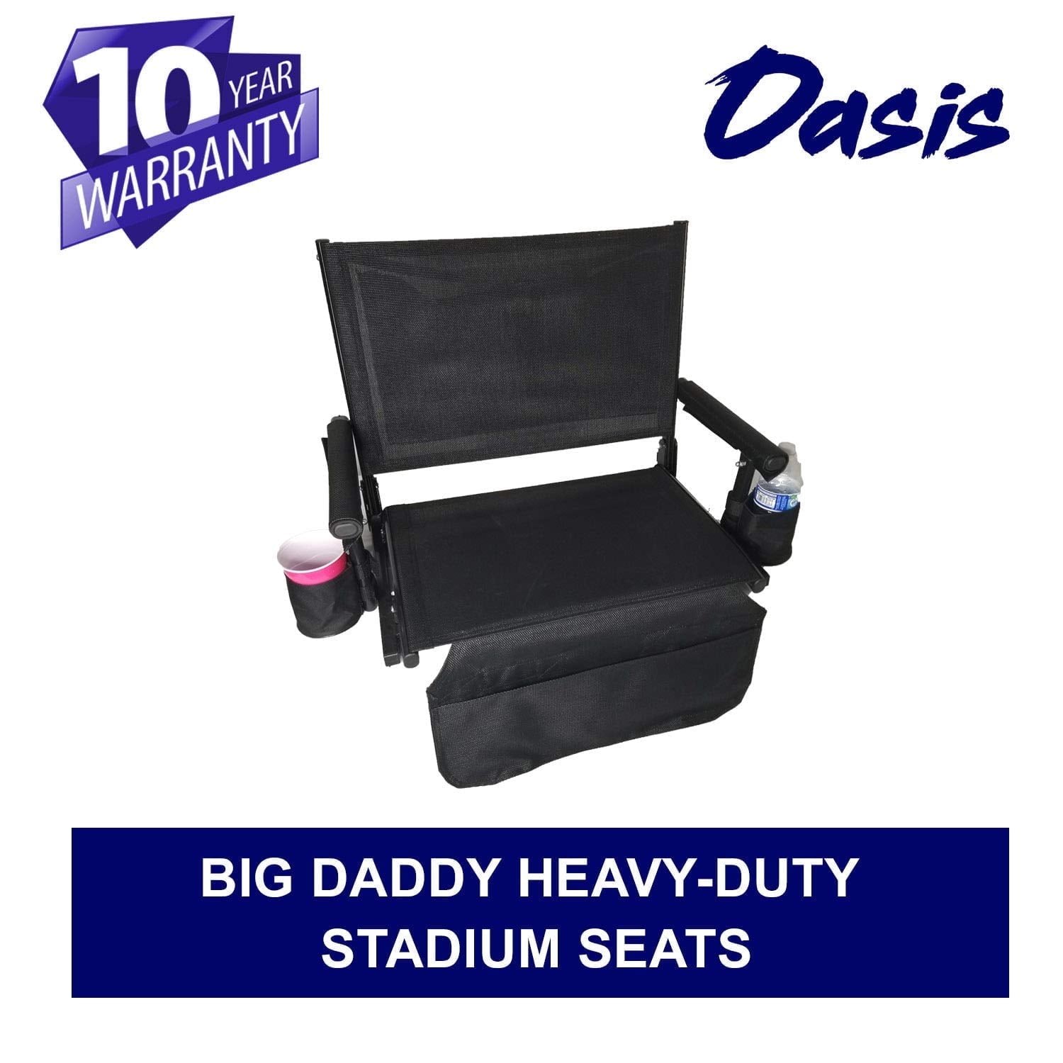 Oasis Big Daddy Black Stadium Seat with Seat Cushion (1 Count)