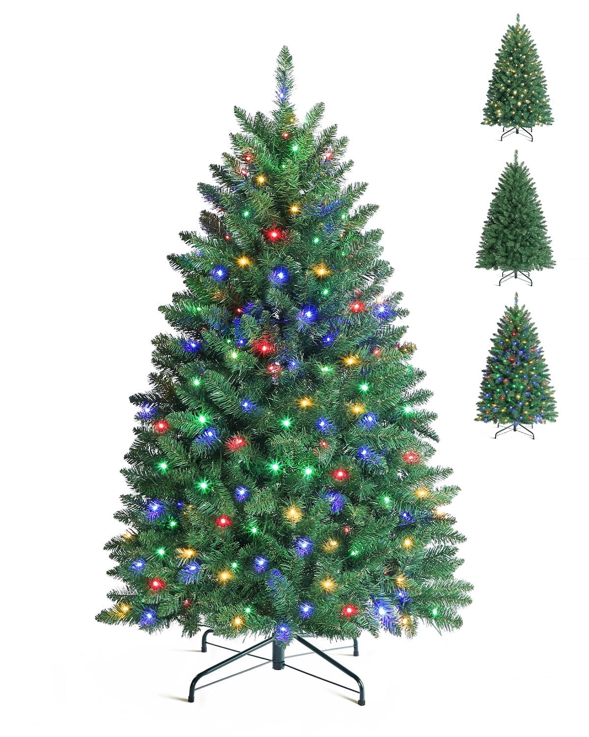 OasisCraft 4.5ft Artificial Christmas Tree with Color Changing LED Lights 8 Modes, Pre-lit Christmas Tree Xmas Pine Tree Indoor and Outdoor Decoration