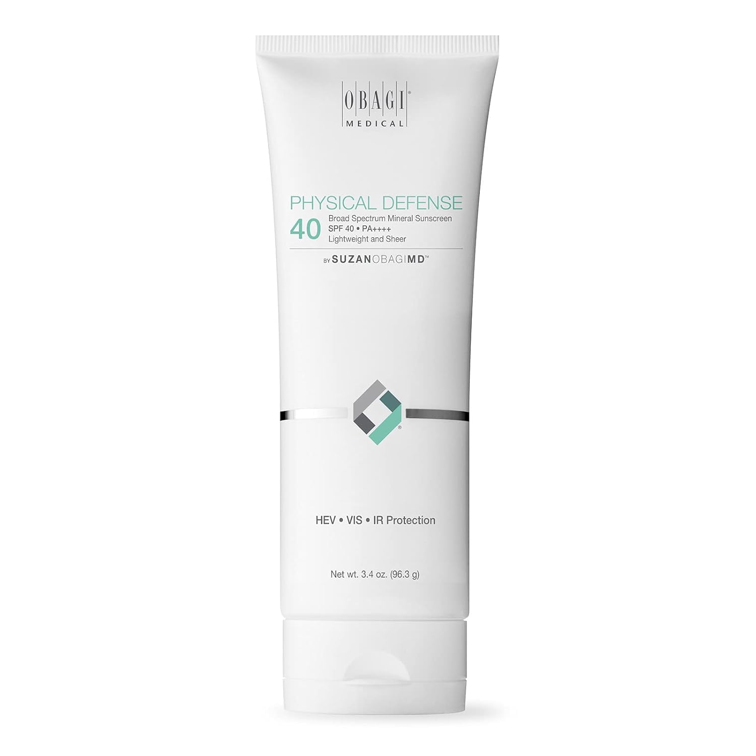 Obagi SUZANOBAGIMD Physical Defense Broad Spectrum SPF 40 Mineral Sunscreen, 3.4 oz