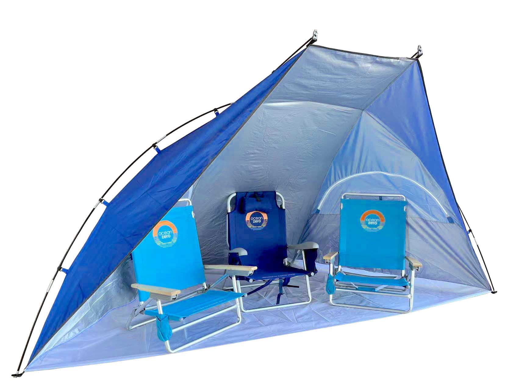 Ocean Zero Portable Beach Shade. UPF 50+. Solid Blue