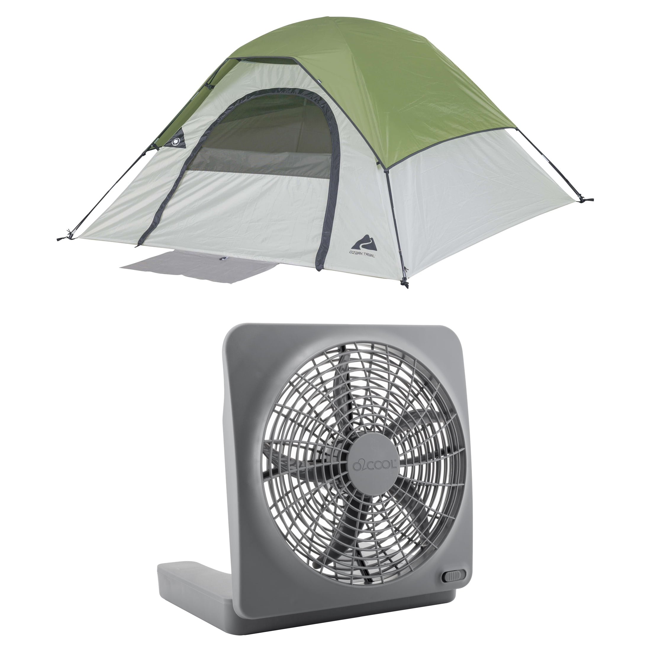 Ozark Trail 3P Dome Tent with O2Cool 10" Battery Operated Fan