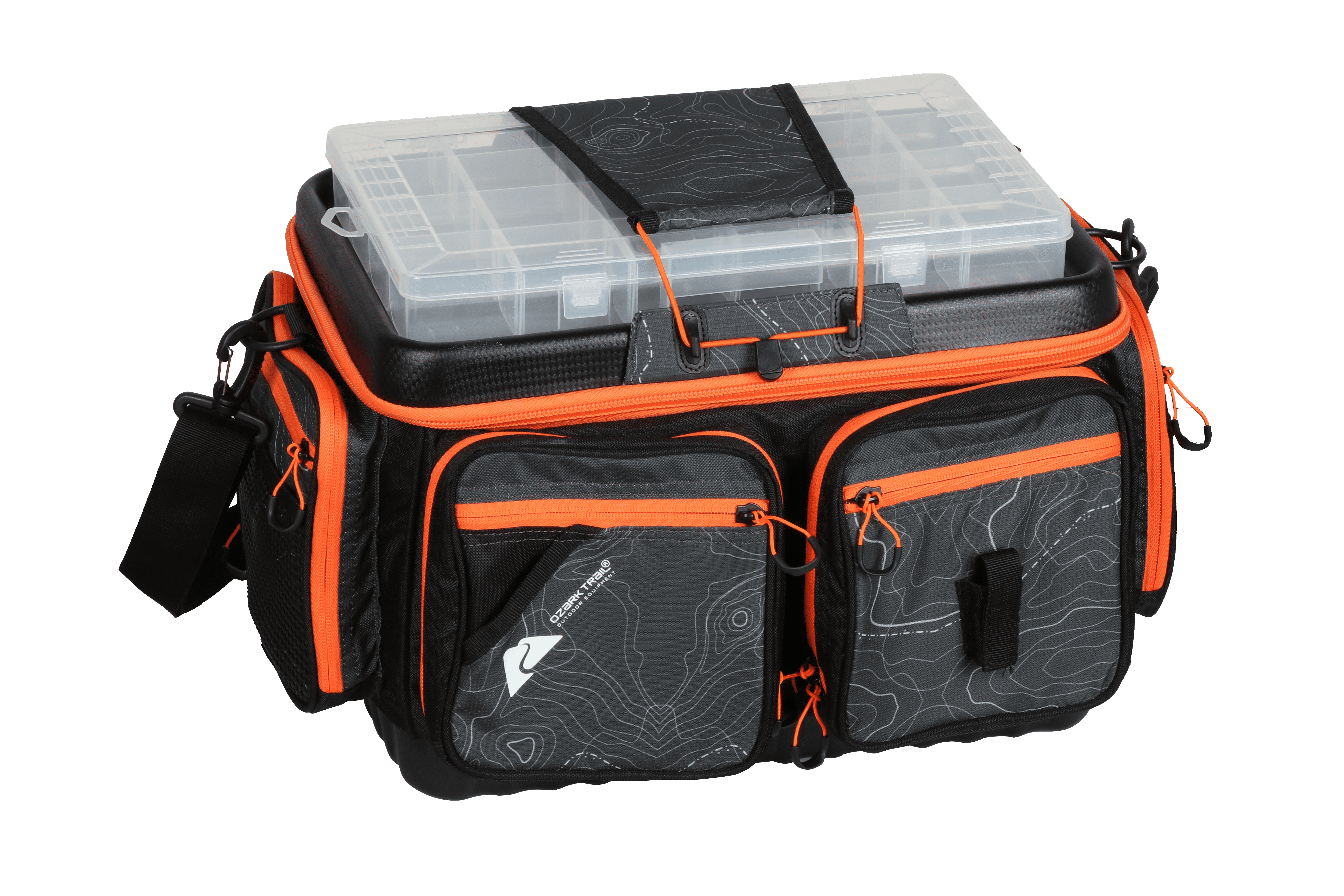 Ozark Trail 3700 Pro Large Quick Access Horizontal Fishing Tackle Box and Bait Bag, Material Polyester