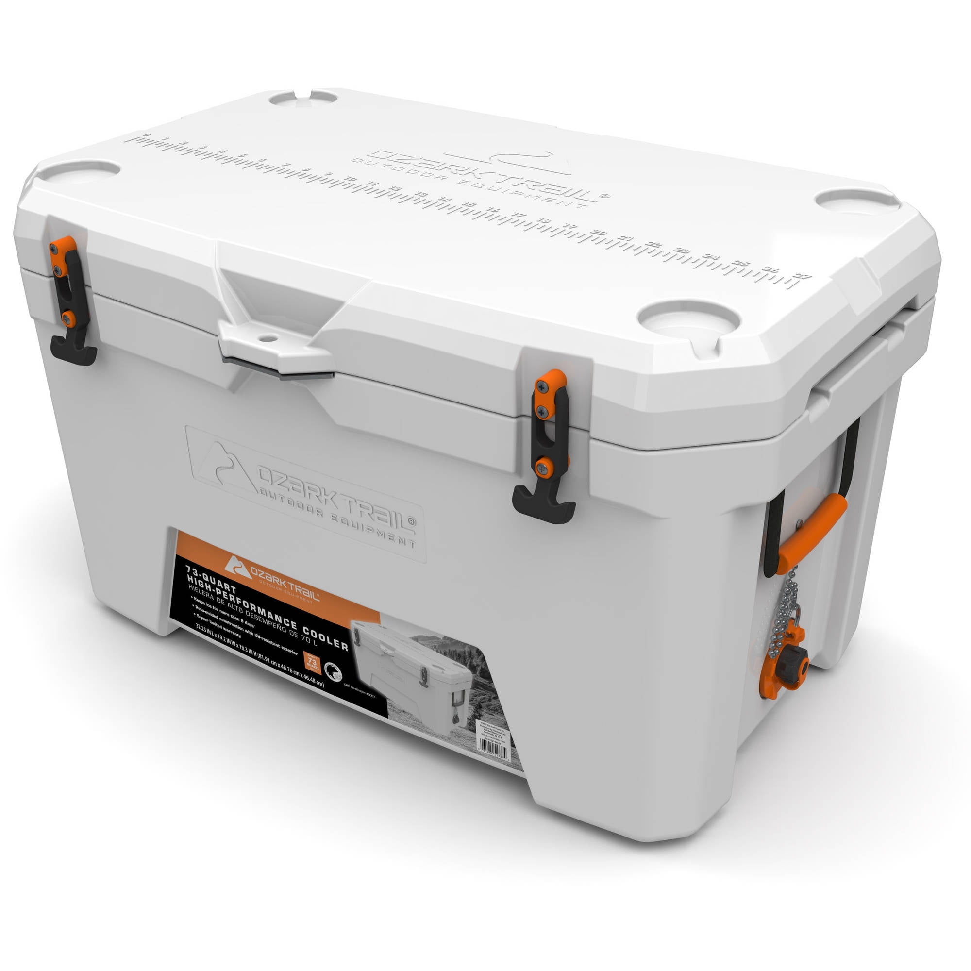 Ozark Trail 73 Quart High Performance Hard Sided Cooler with Microban®, White