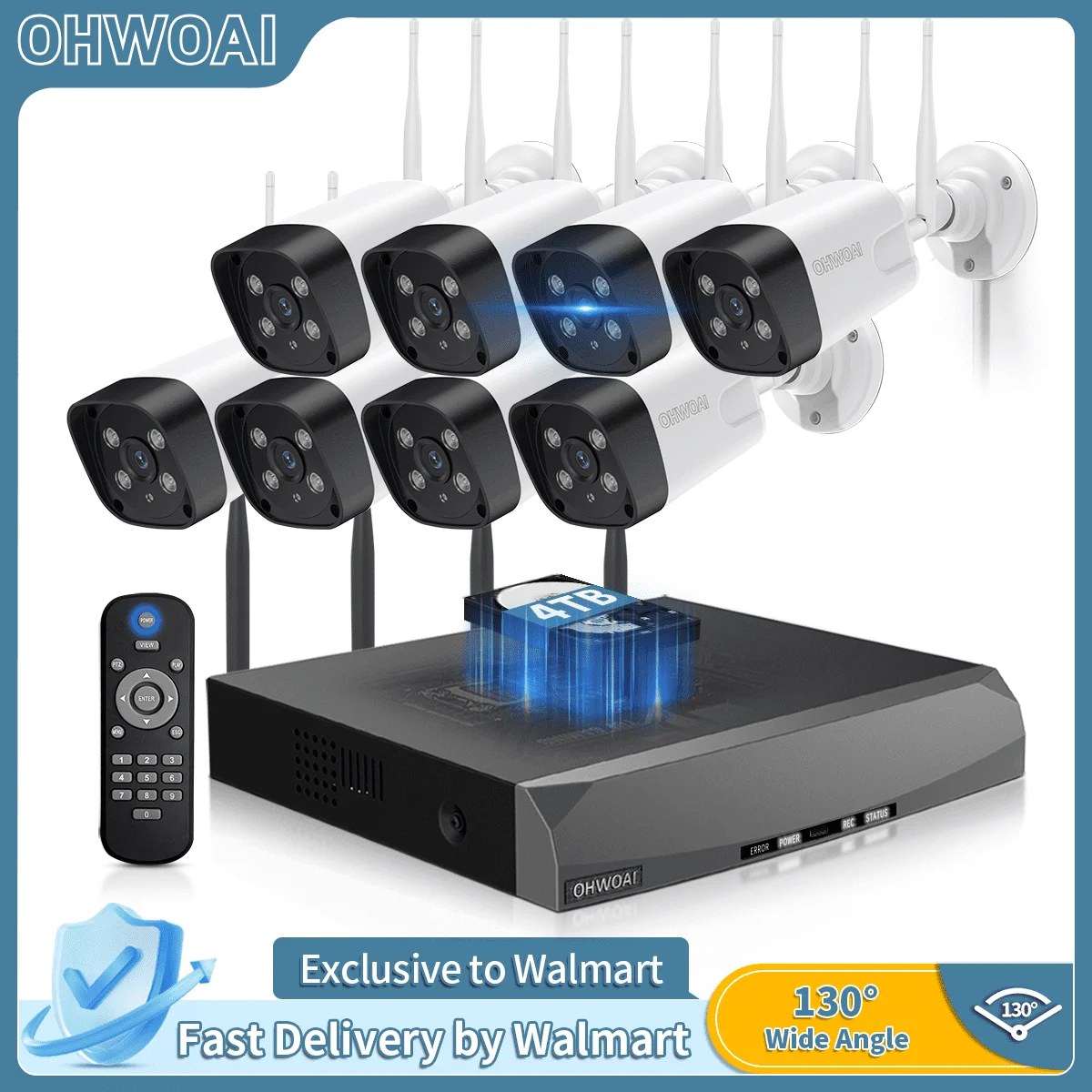 OHWOAI Outdoor Security Camera System Wireless with 122°Wide Angle Lens, 5MP Home Wi-Fi Video Surveillance