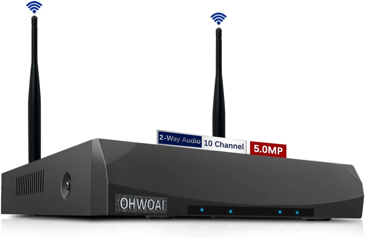 OHWOAI 10 Channel 3K 5.0MP 1536P Network Video Recorder NVR Recorders with Built in WiFi Recorder