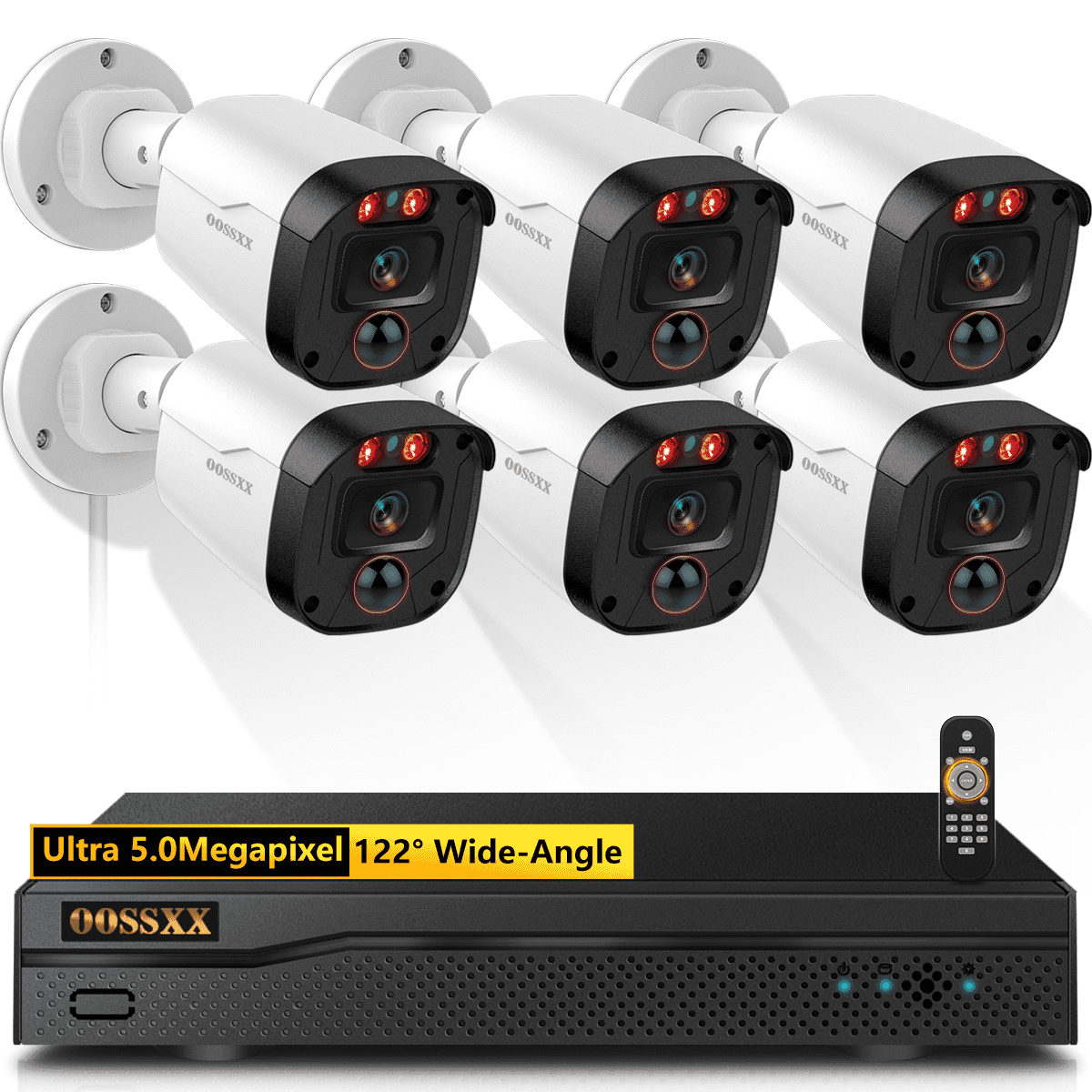 OOSSXX Surveillance Dvr Kits, 5MP Definition Wired Cameras for Home Security,No Hard Drive