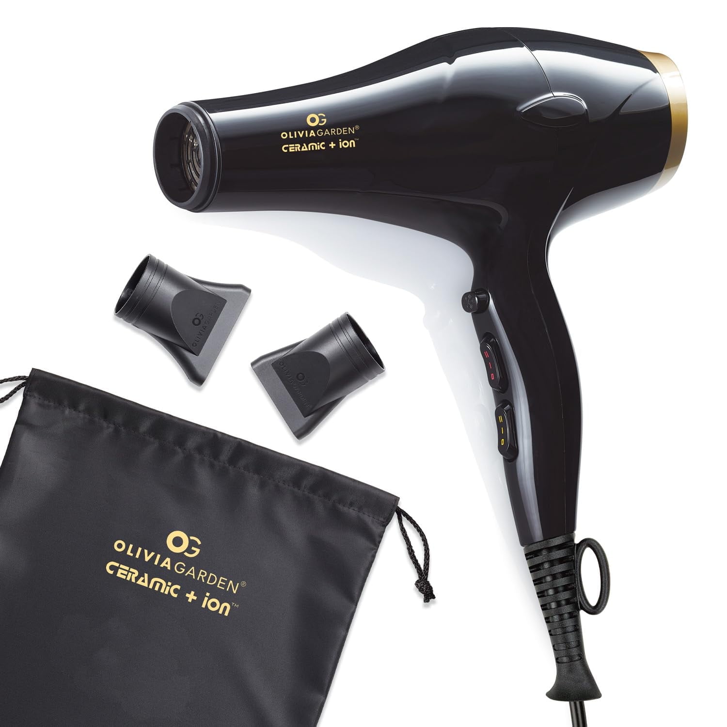Olivia Garden Ceramic + Ion Professional Hair Dryer CIDR1 | Lightweight Fast-Drying Hair Dryer with Ionic Technology