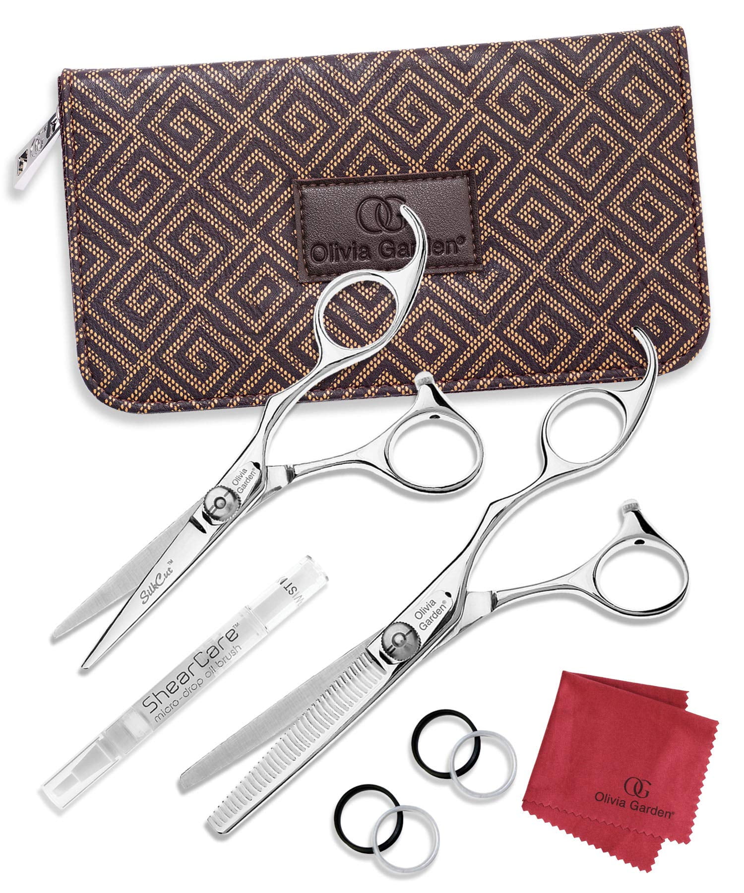 Olivia Garden SilkCut Professional Hairdressing Shear and Thinner Case (5" shear and 6" thinner)