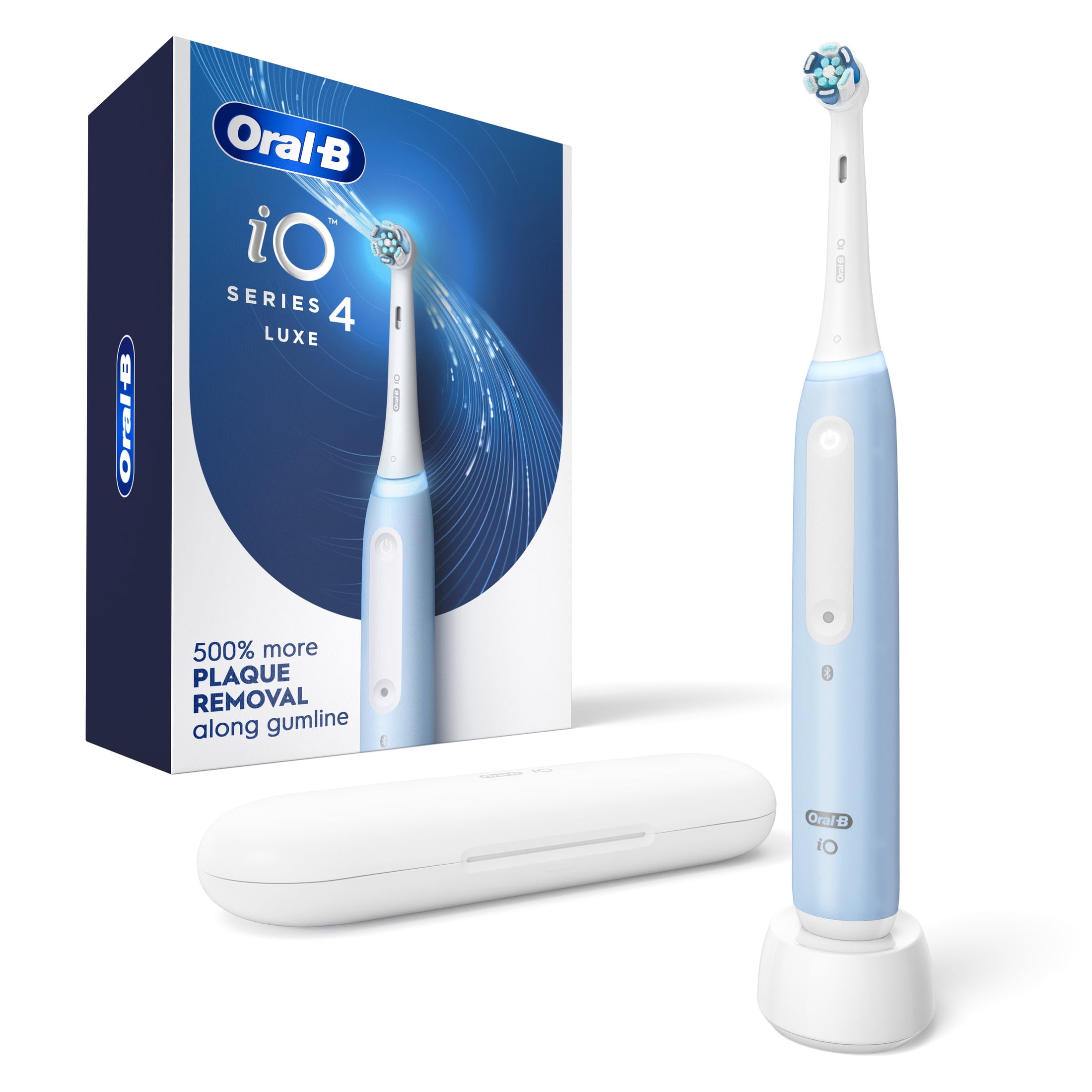 Oral‑B iO Series 4 Rechargeable Electric Toothbrush for Adults & Kids 3+, Icy Blue, Compact Head