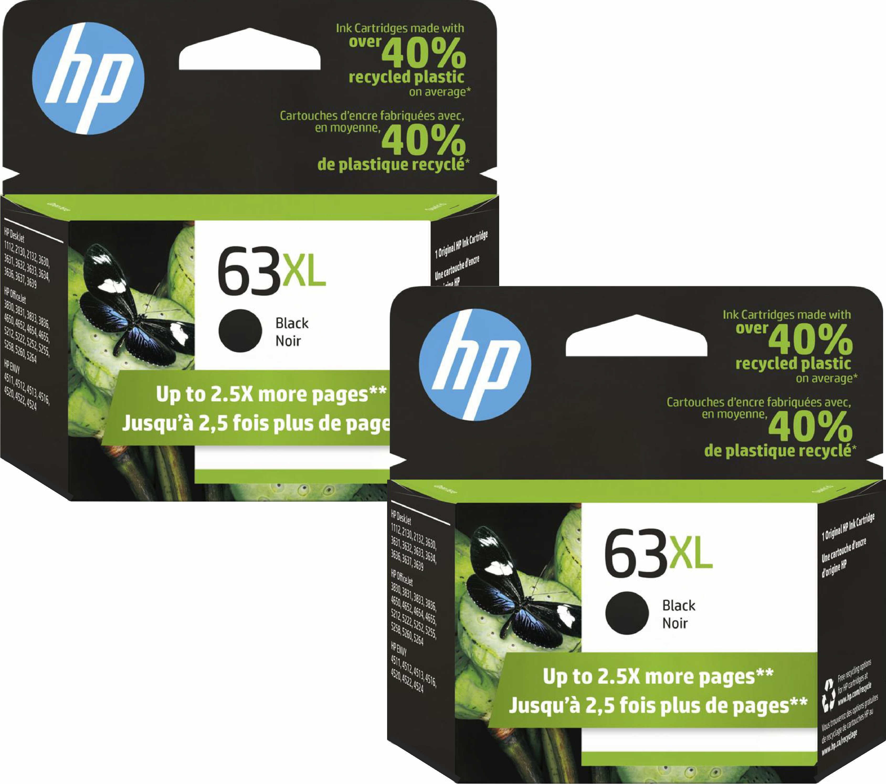 Original HP HP 63XL Black Inkjet Twin Pack (F6U64AN TIMES 2)