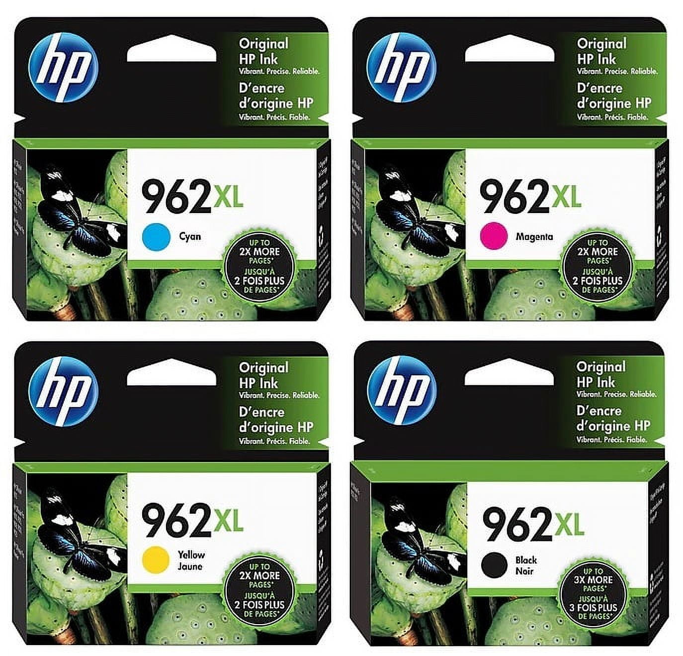 Original 962XL Black, 3JA03AN Cyan/Magenta/Yellow 3JB36BN Ink Cartridges, High Yield, 4/Pack
