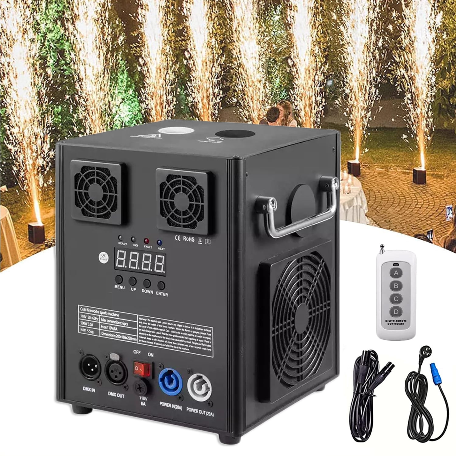 Otufan 700W Cold Spark Machine Sparklers Machine for Wedding DMX Firework Machine Smart Stage Special Effect Machine for Wedding Party DJ Disco, Black