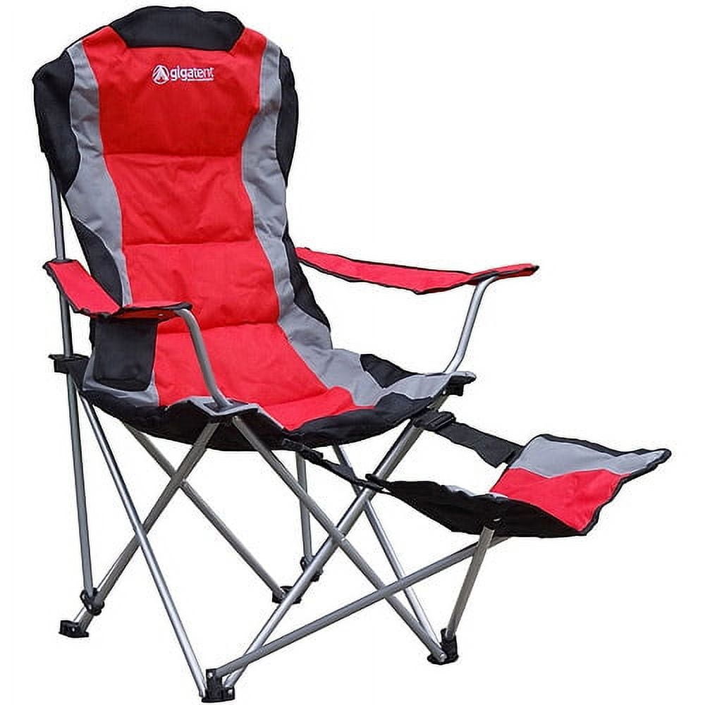 Outdoor Quad Camping Chair - Lightweight, Portable Folding Design - Adjustable Footrest, Cup Holder, Storage Carrying Bag – Durable Material, Steel Frame - by GigaTent