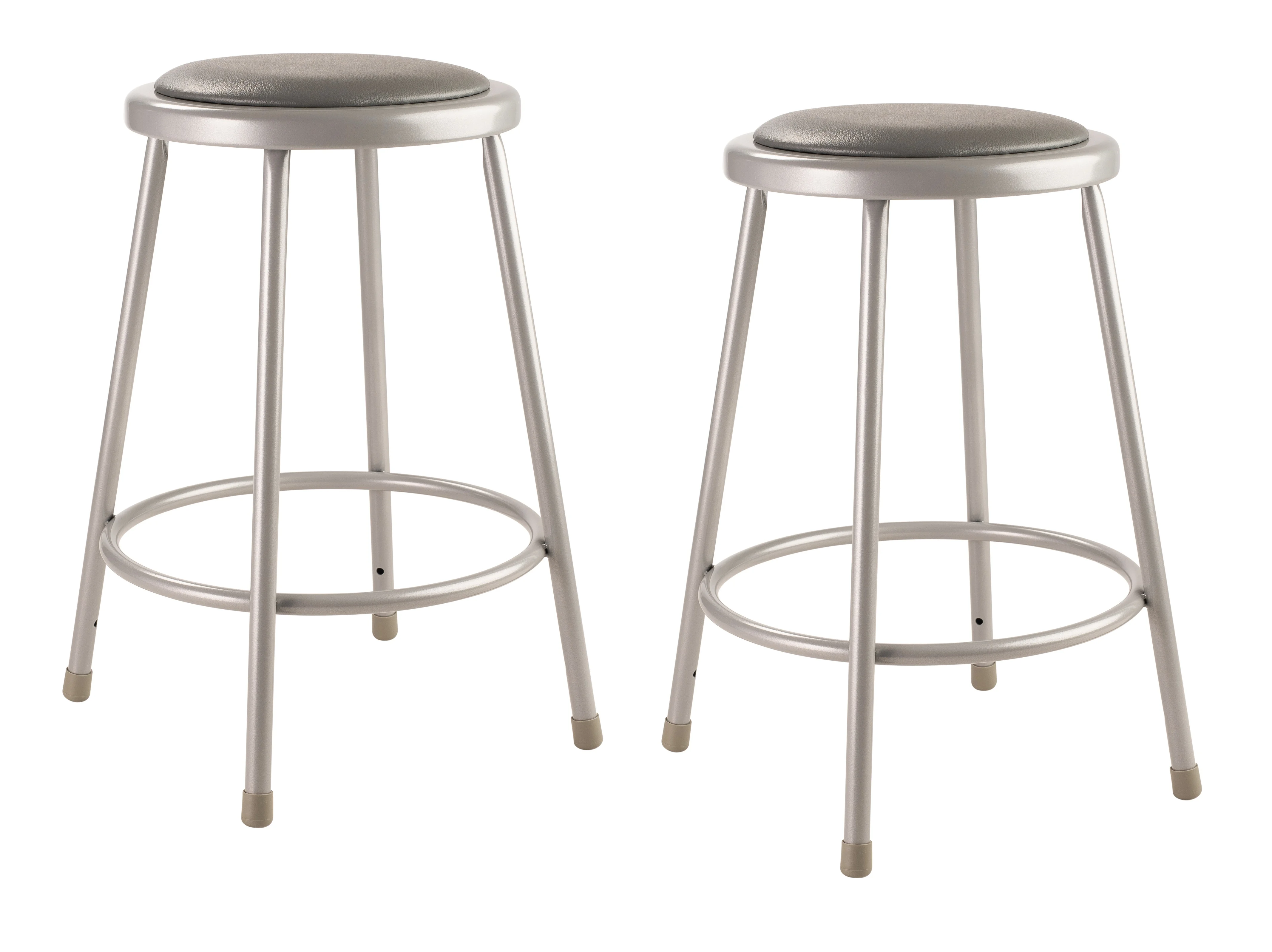 (Pack of 2) NPS® 24" Heavy Duty Vinyl Padded Steel Stool, Grey