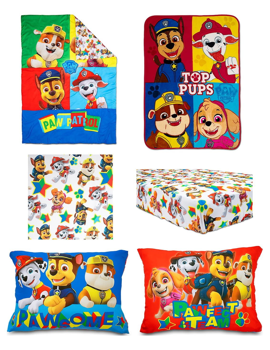 Paw Patrol 5-Piece Toddler Bedding Set & Blanket, Blue, Unisex