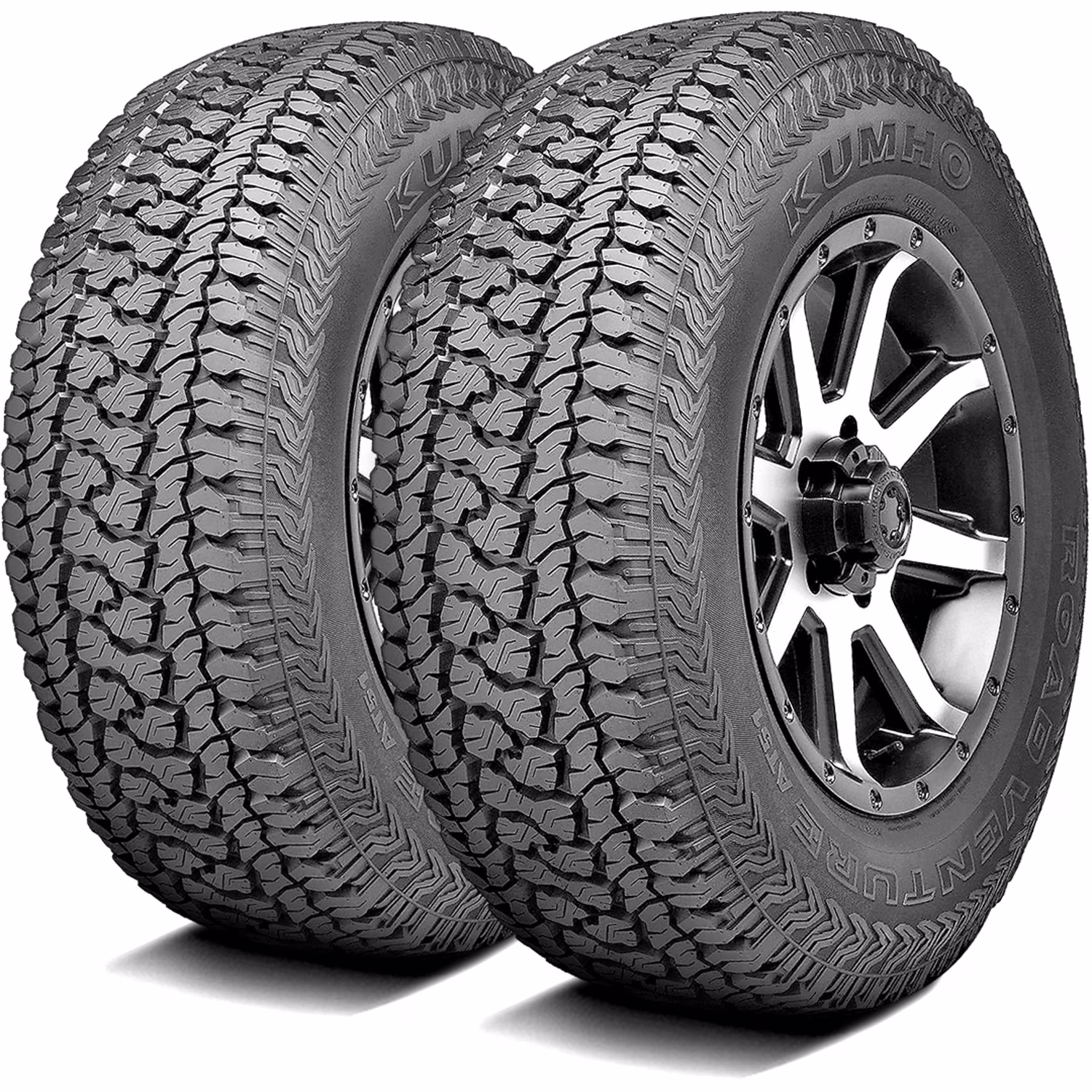 Pair of 2 (TWO) Kumho Road Venture AT51 LT 265/75R16 123/120R E (10 Ply) A/T All Terrain Tires Fits: 2000-02 Dodge Ram 2500 Base, 2013-14 Toyota FJ Cruiser Base