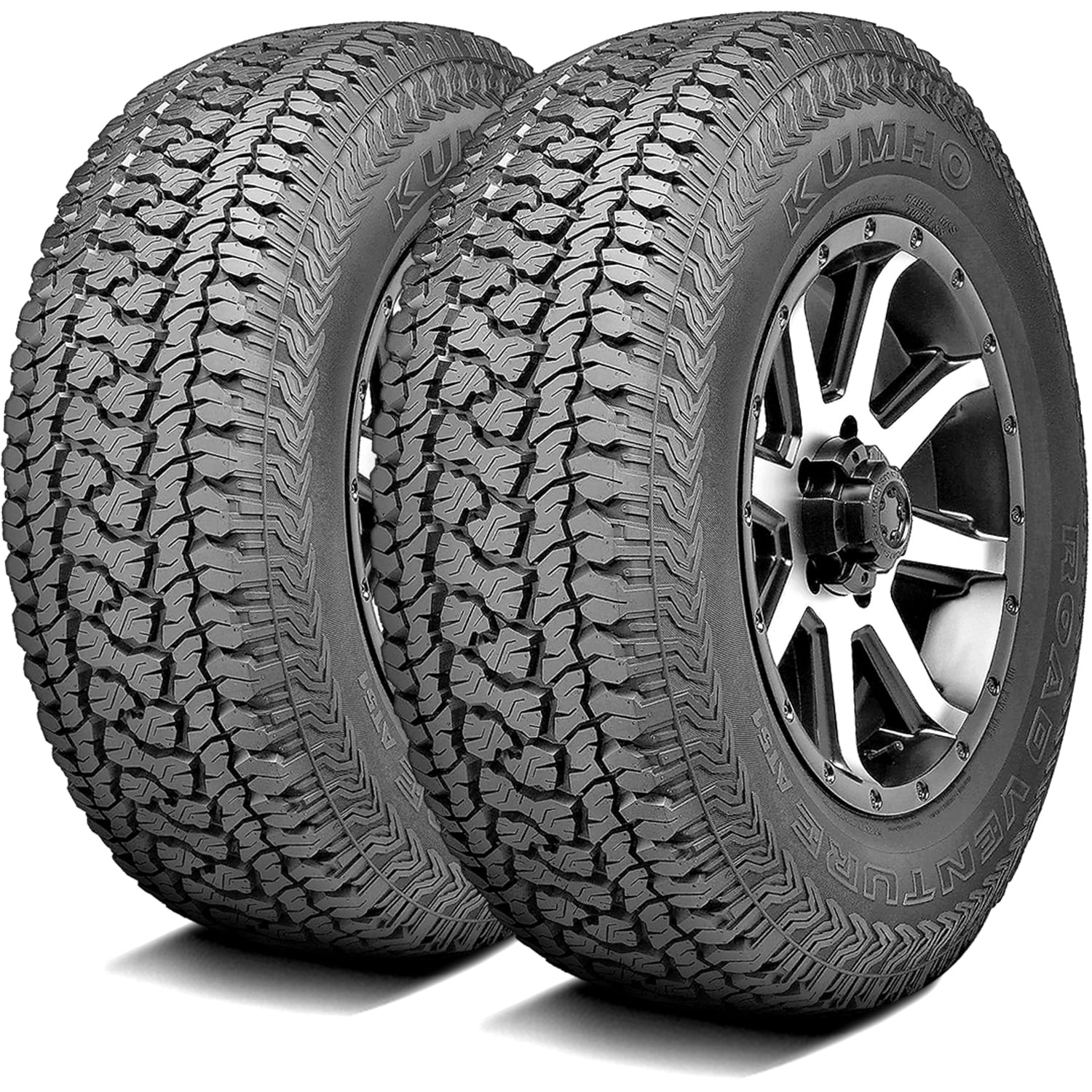 Pair of 2 (TWO) Kumho Road Venture AT51 265/70R17 113T A/T All Terrain Tires Fits: 2014-18 Chevrolet Silverado 1500 WT, 2010-20 GMC Sierra 1500 SLE