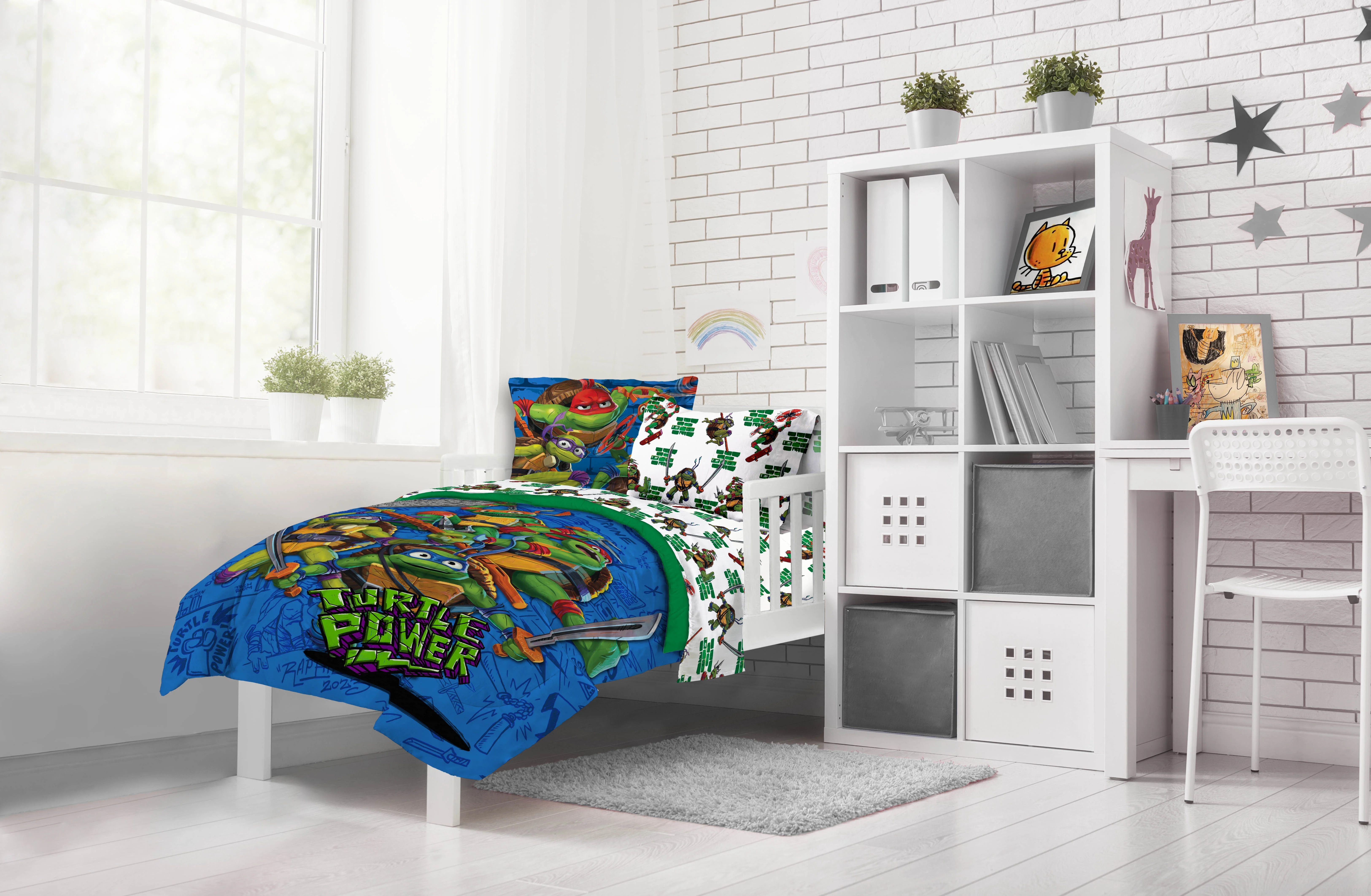 Paramount Nickelodeon TMNT Mutant Mayhem 5 Piece Twin Bed Set with Sham, 100% Microfiber