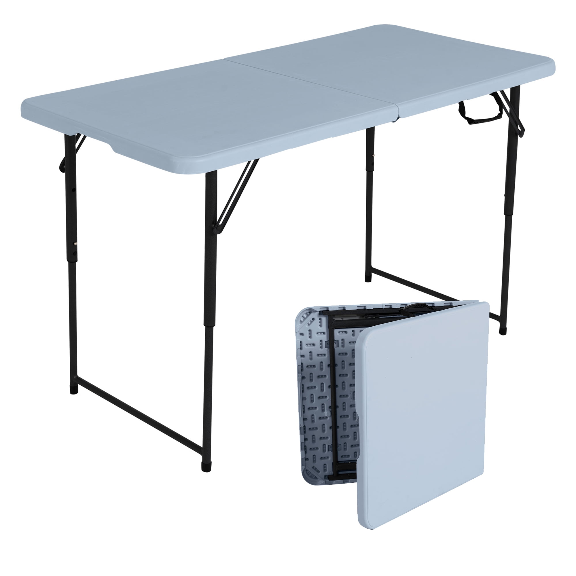 Peakform 4 Foot Rectangle Adjustable Height Fold-In-Half Table, Indoor/Outdoor Requisite, White (80920)