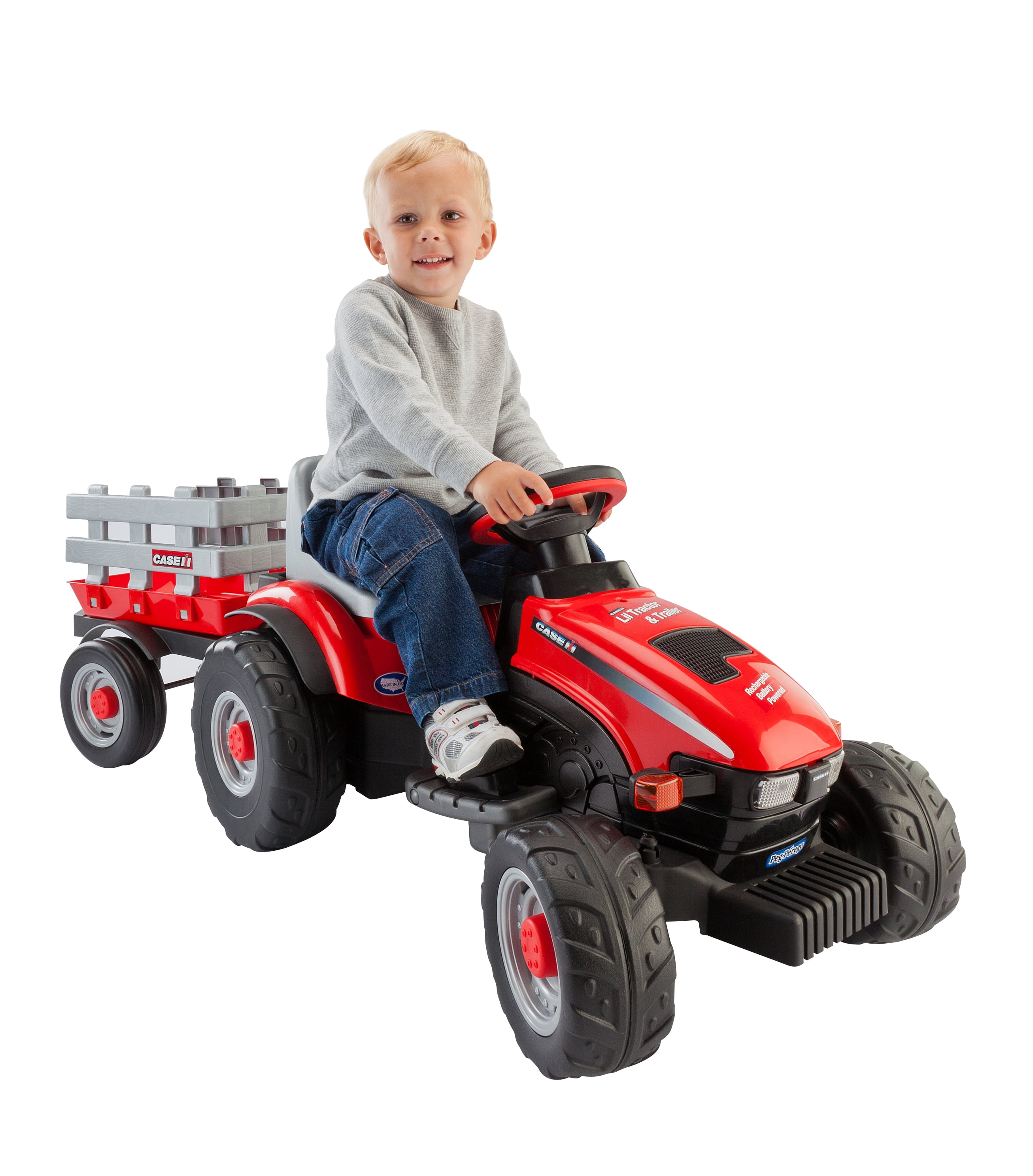 Peg Perego Case IH Lil' Tractor and Trailer 6-Volt Battery-Powered Ride-On