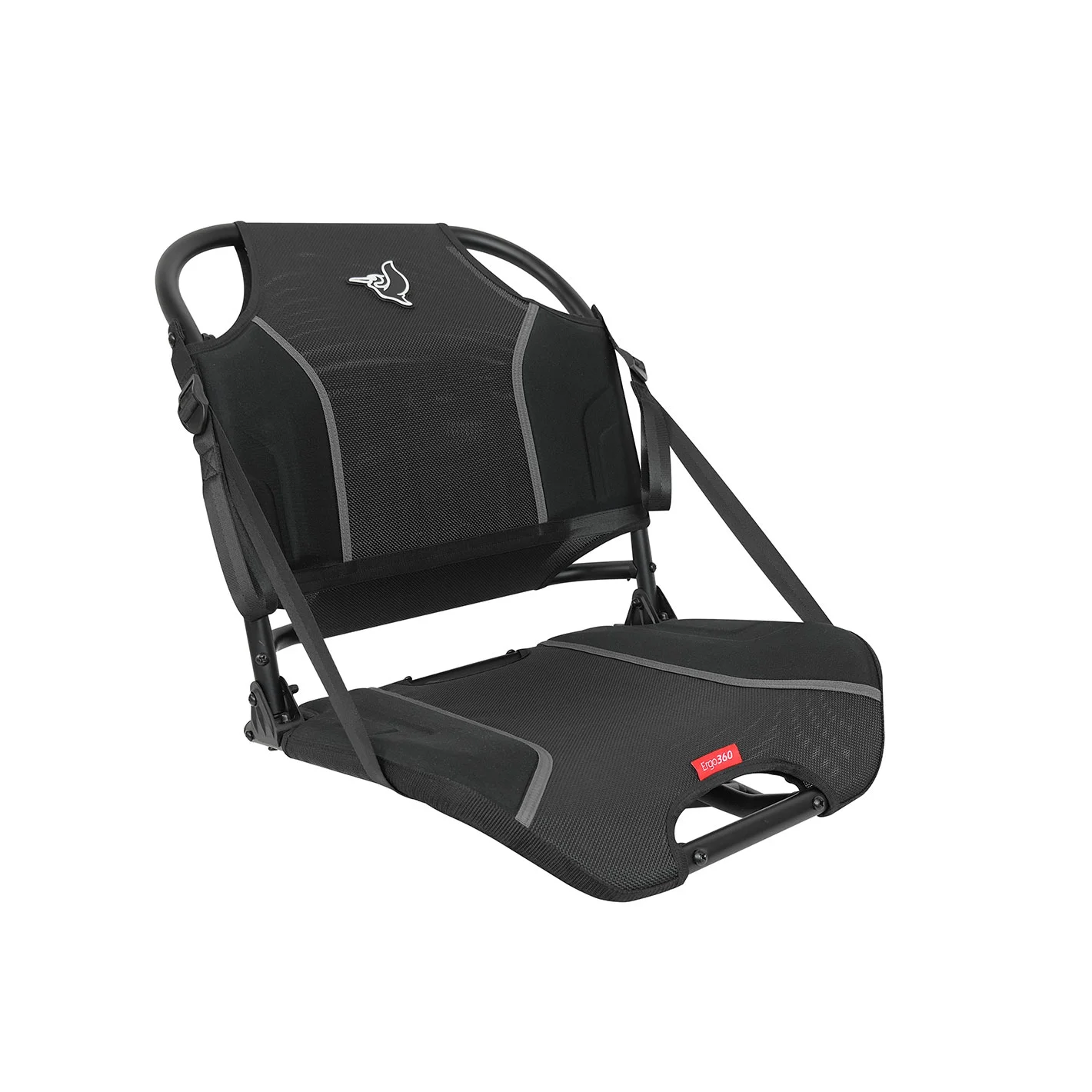 Pelican Ergo360 Swivel Boat Seat - Premium Fishing Seat - Adjustable Backrest - Bass Raider Compatible - Black
