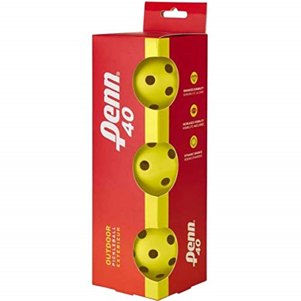 Penn 40 Outdoor Pickleball Balls-USAPA Approved (3-Ball Sleeves), Yellow