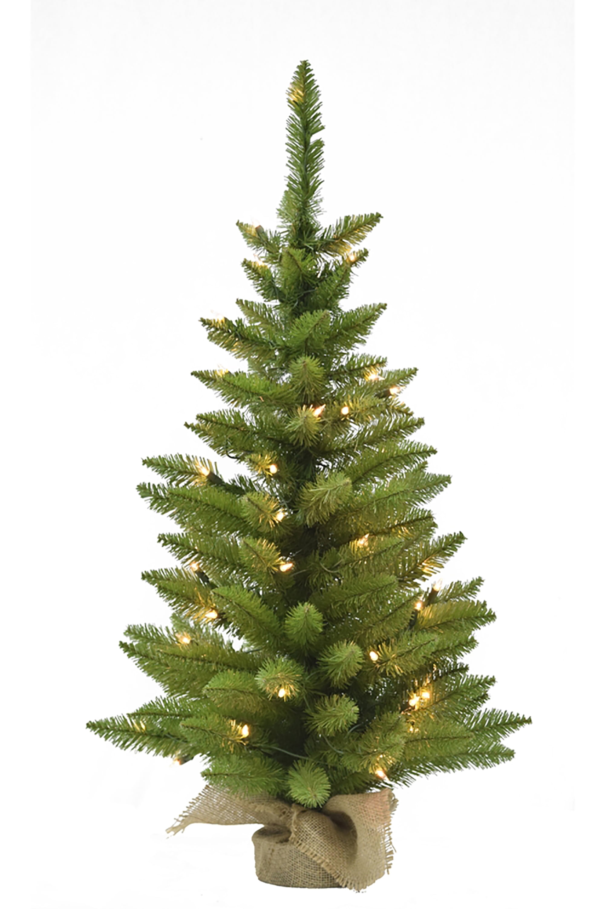 Perfect Holiday 3 Ft Tall Pre-lit Tabletop Christmas Tree with Burlap Base, Dia 20"