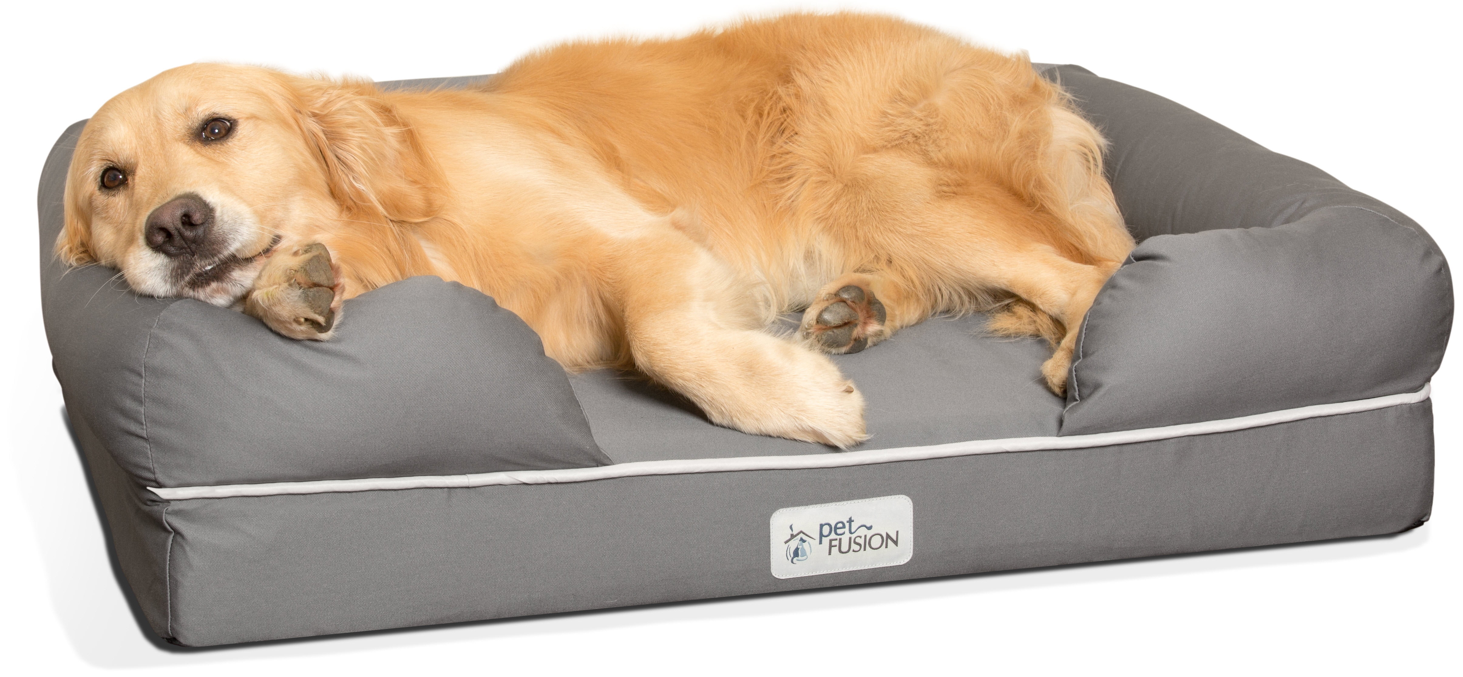 PetFusion PetFusion Ultimate Memory Foam Lounger Dog Bed, Large, 36"x28"x9" Pet Dog Bed, Large, Gray