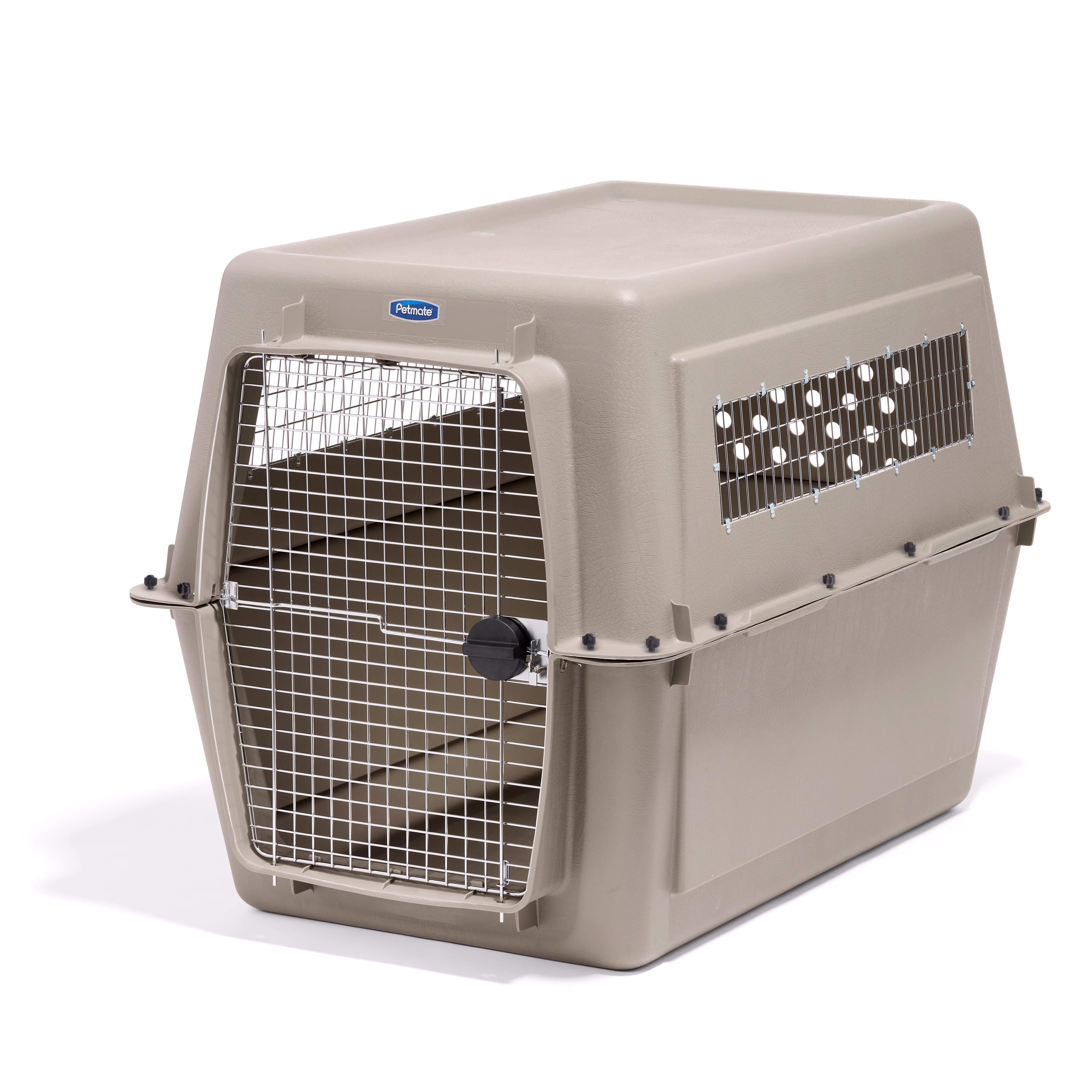 Petmate Vari Extra Large Plastic Portable Dog Kennel Airline Friendly Pet Carrier, 48" for Pets 90-125 lb, Bleached Linen