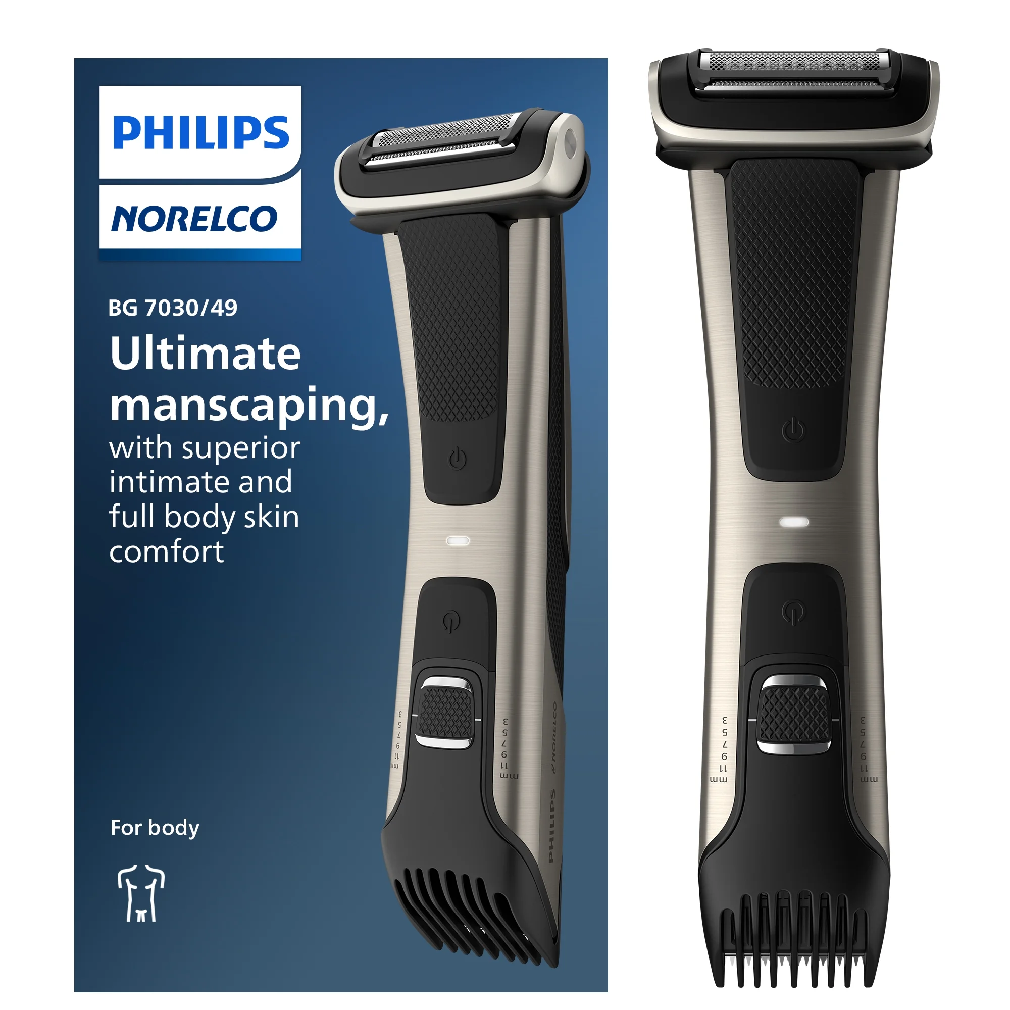 Philips Norelco Bodygroom Series 7000 Showerproof Body & Manscaping Trimmer & Shaver BG7030/49