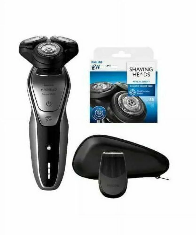 Philips Norelco 5675 Shaver w Replacement Shaving Heads & Travel Case