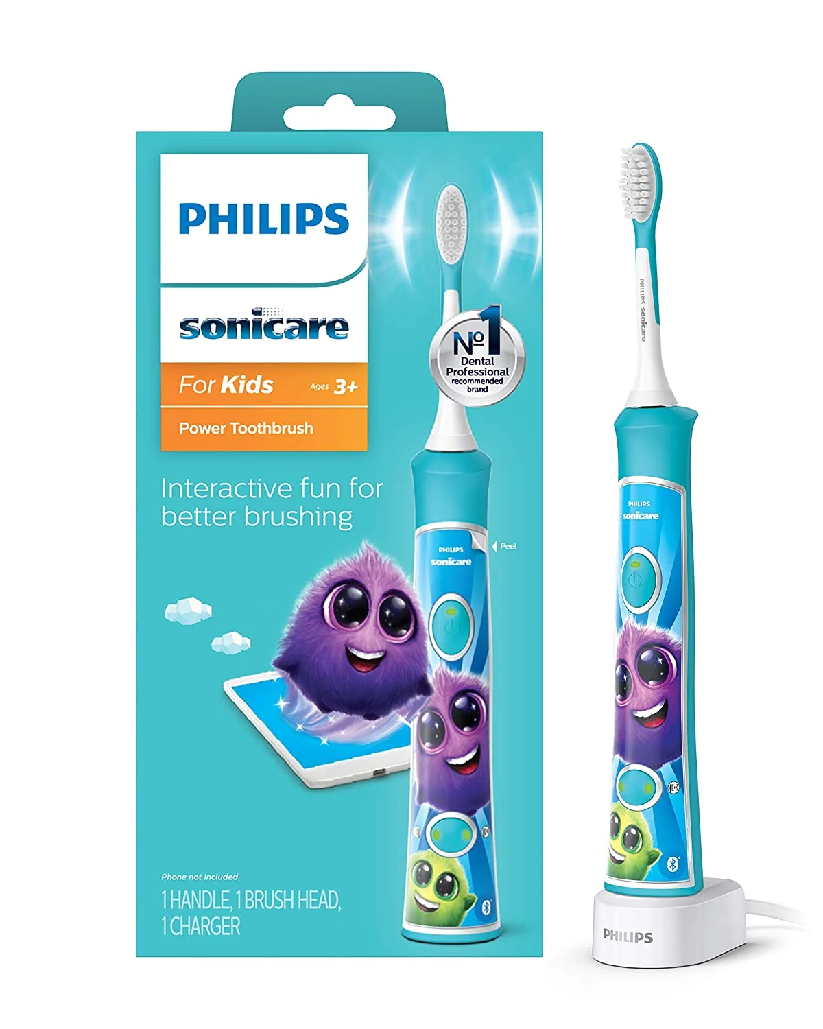 Philips Sonicare Kids Bluetooth Rechargeable Electric Toothbrush, HX6321/02