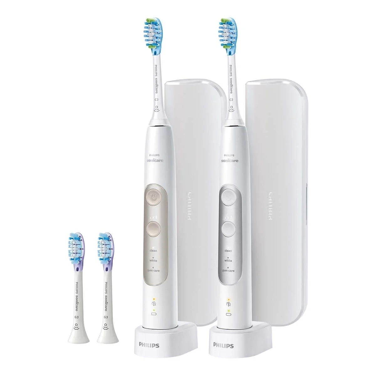 Philips Sonicare PerfectClean White Rechargeable Toothbrush, 2 Pack