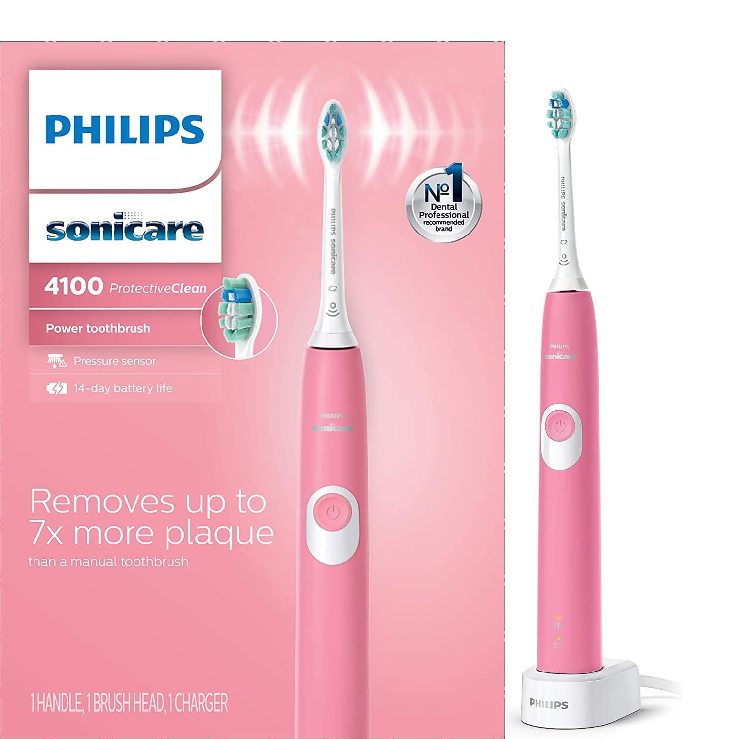Philips Sonicare ProtectiveClean 4100 Rechargeable Electric Toothbrush , Deep Pink HX6815/01