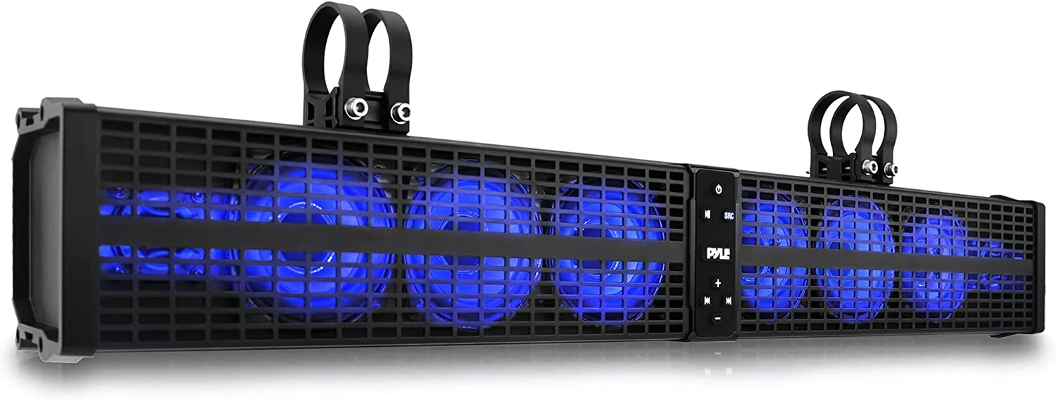 Pyle Bluetooth 2.1 Channel Amplified Powered ATV/UTV 24" Sound Bar, Black