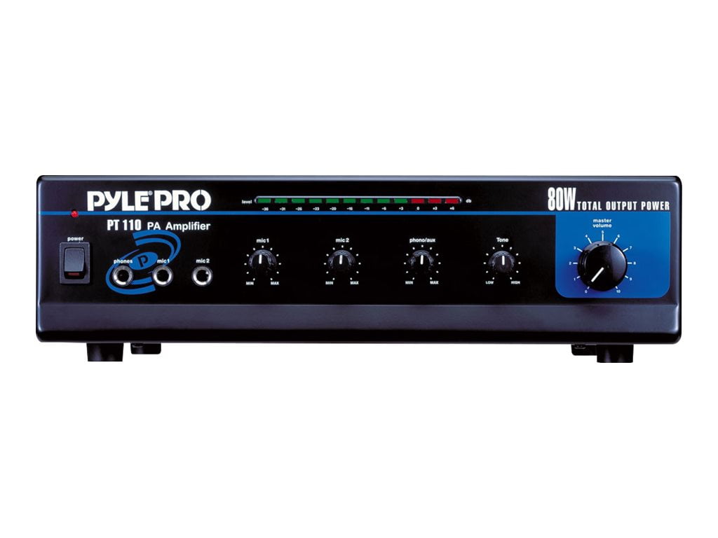 Pyle Compact 80 Watt Microphone PA Mono Amplifier Speaker Receiver System, Black