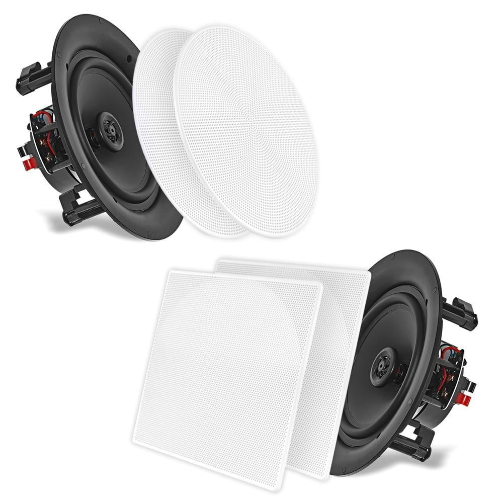Pyle PDIC66 200 Watt 6.5 Inch In Wall Flush Mount 2 Way Speakers, White (1 Pair)