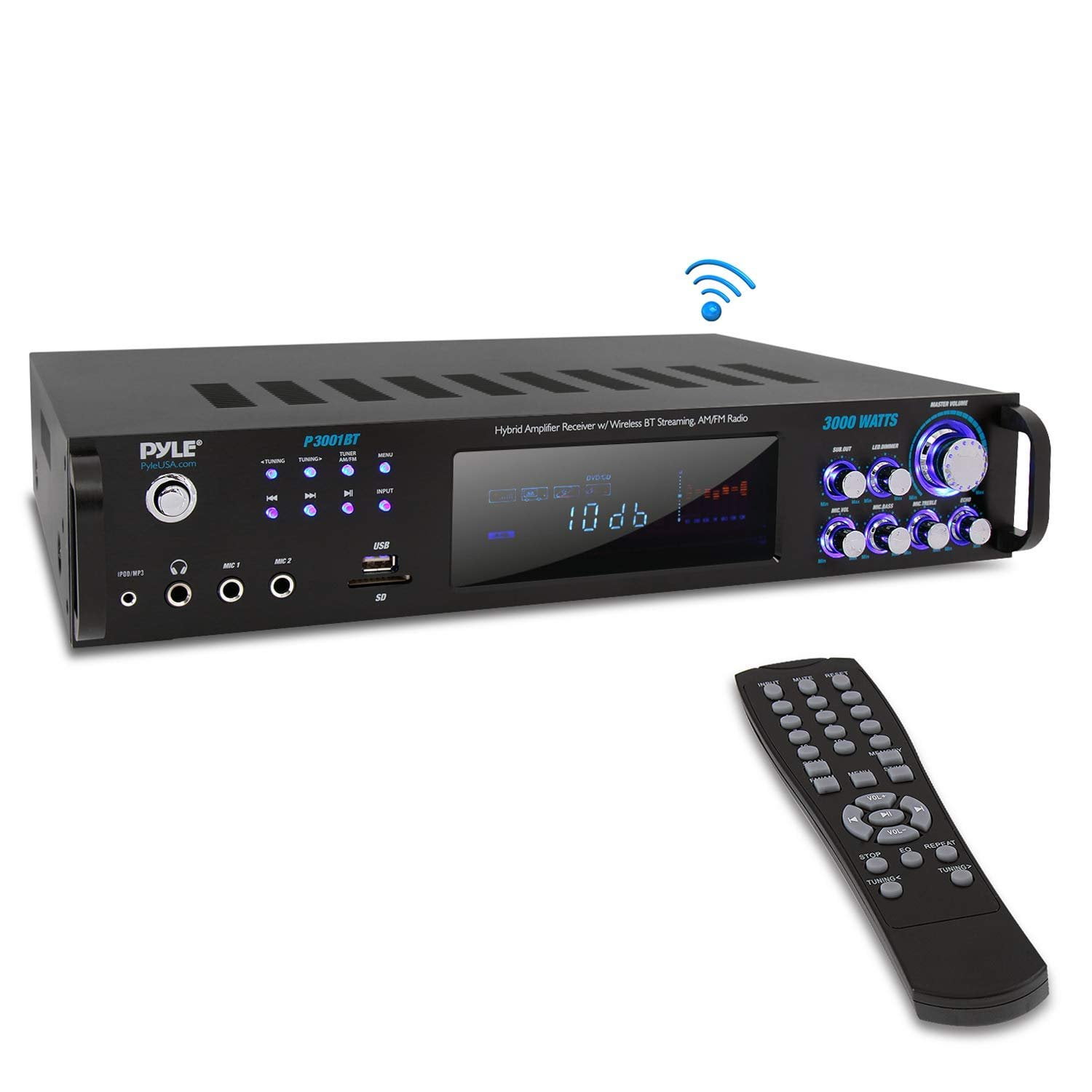 Pyle 3,000 Watt Multi Channel Bluetooth Home Theater Hybrid Amplifier Receiver