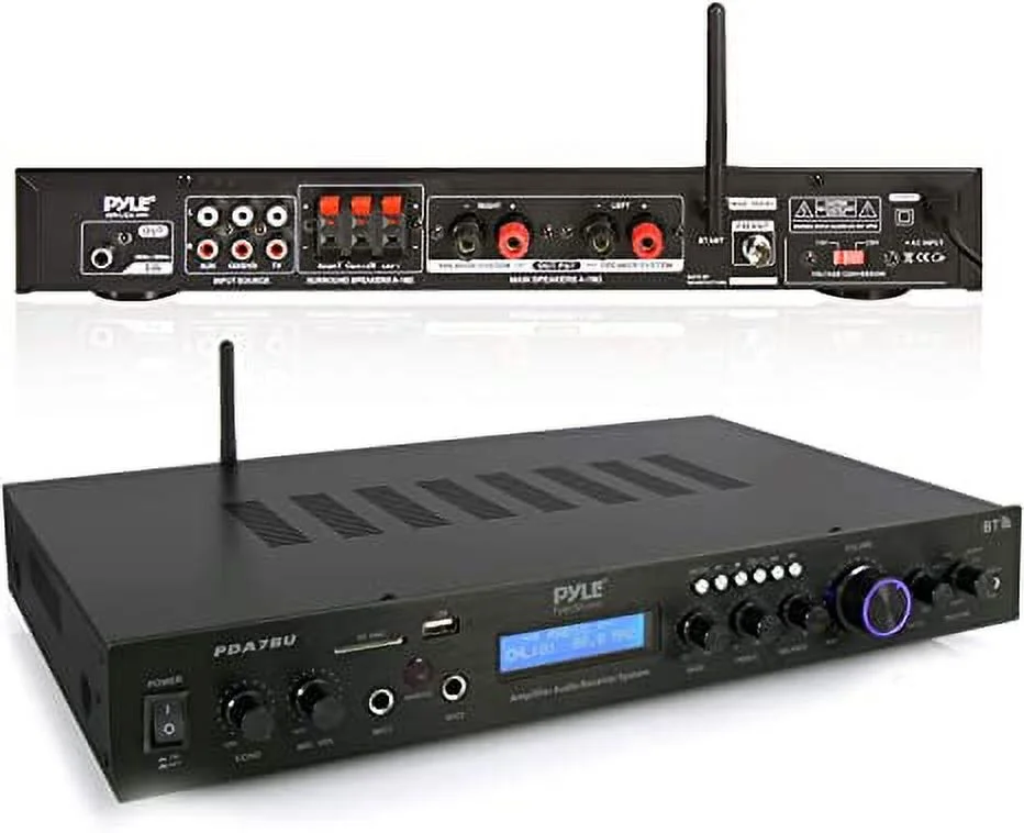Pyle 5 Channel Rack Mount Bluetooth Receiver, Home Theater Amp, Speaker Amplifier, 200-Watt (Black)